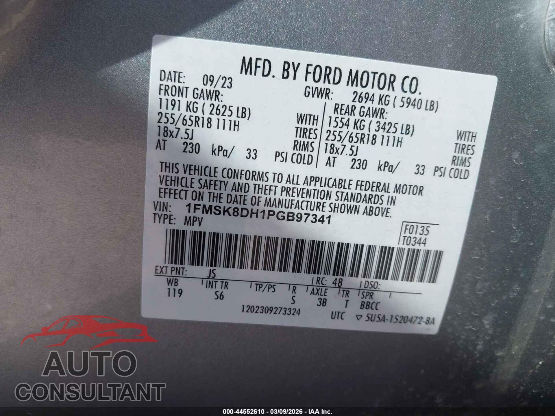 FORD EXPLORER 2023 - 1FMSK8DH1PGB97341
