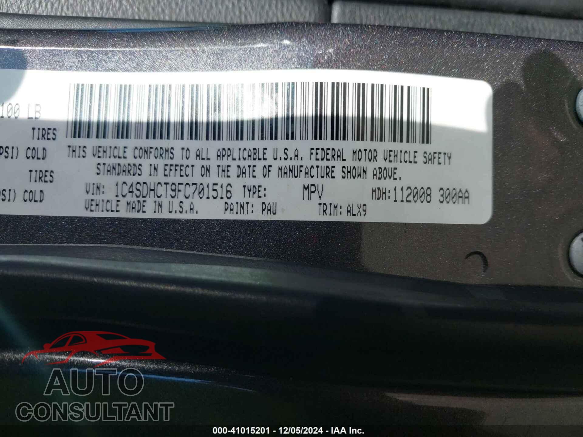 DODGE DURANGO 2015 - 1C4SDHCT9FC701516