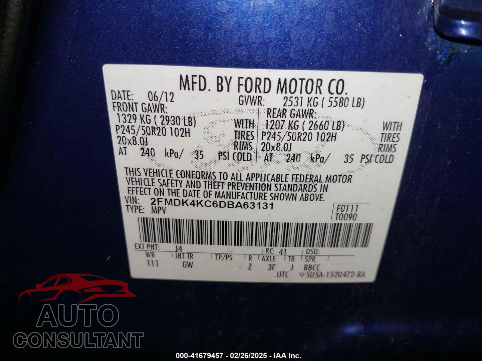 FORD EDGE 2013 - 2FMDK4KC6DBA63131