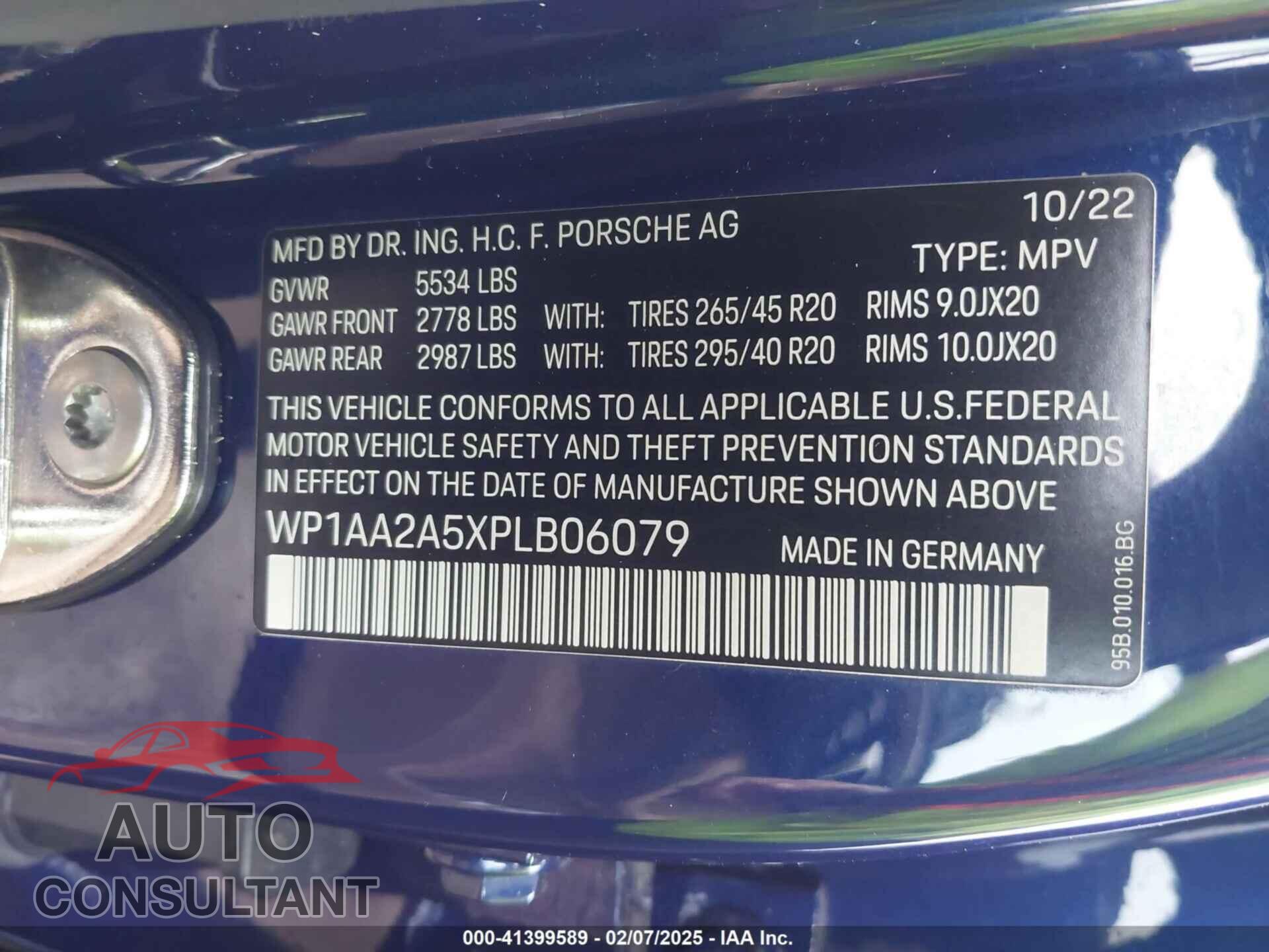 PORSCHE MACAN 2023 - WP1AA2A5XPLB06079