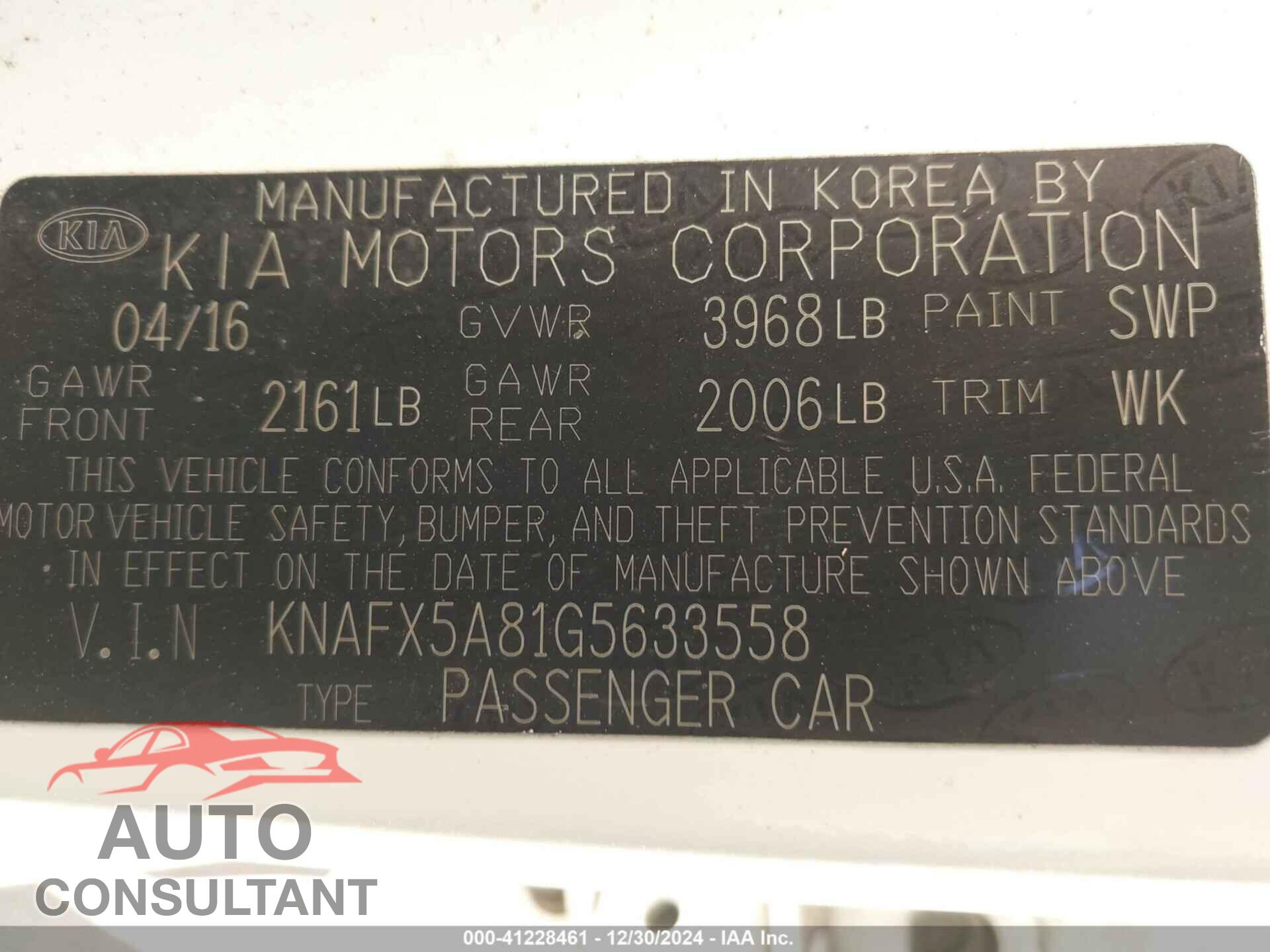 KIA FORTE 2016 - KNAFX5A81G5633558