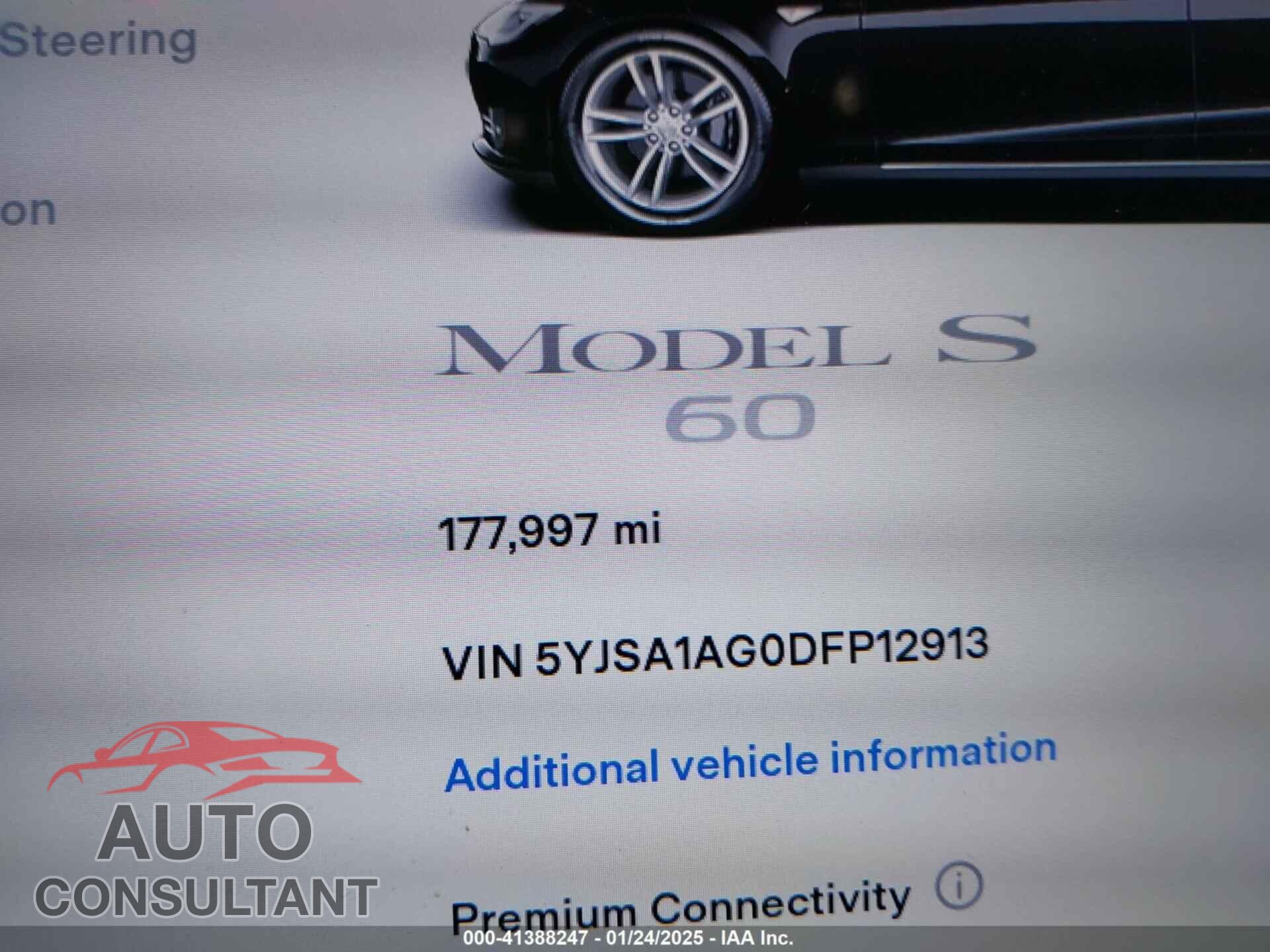 TESLA MODEL S 2013 - 5YJSA1AG0DFP12913