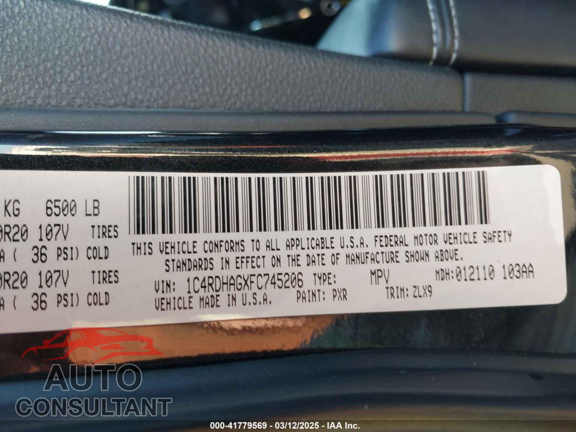 DODGE DURANGO 2015 - 1C4RDHAGXFC745206