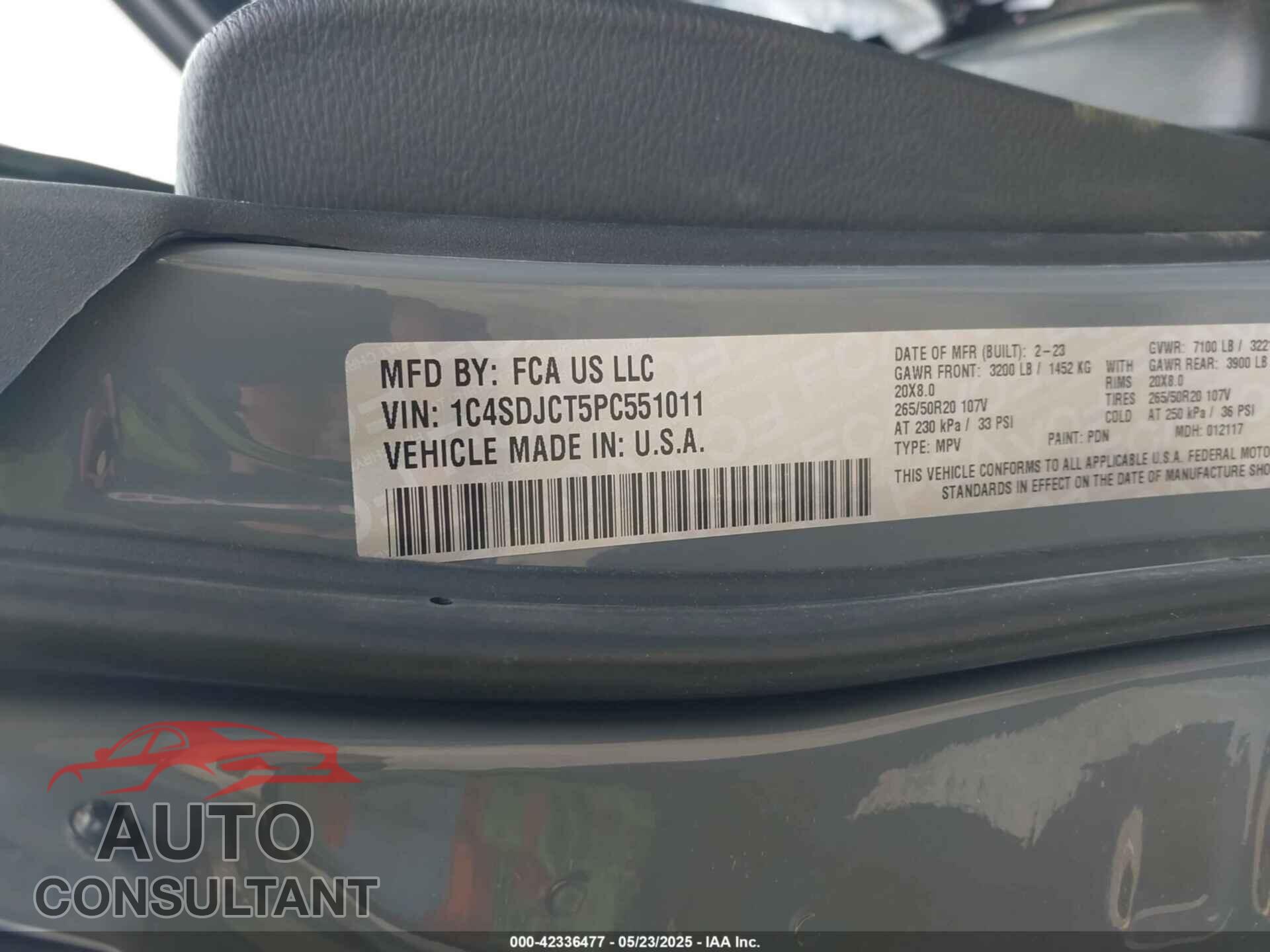 DODGE DURANGO 2023 - 1C4SDJCT5PC551011
