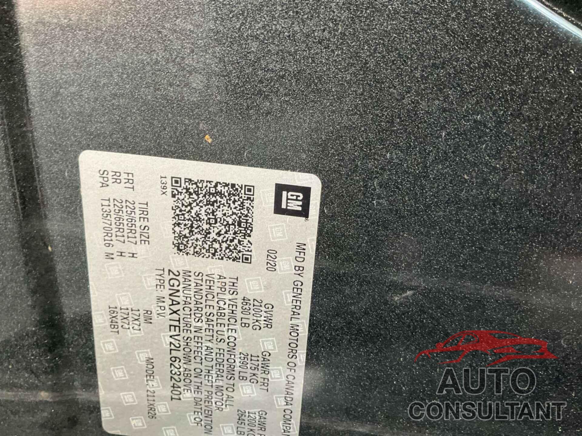 CHEVROLET EQUINOX 2020 - 2GNAXTEV2L6232401