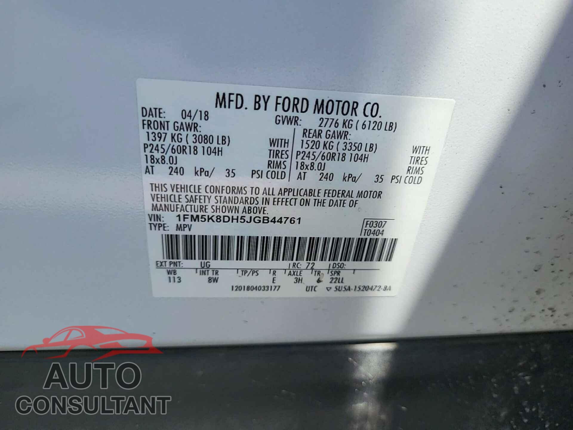 FORD EXPLORER 2018 - 1FM5K8DH5JGB44761