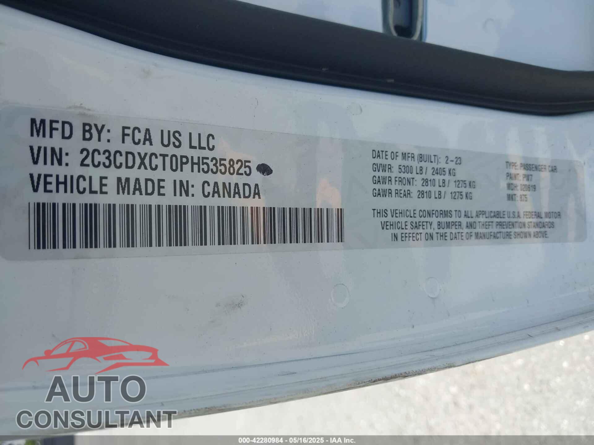 DODGE CHARGER 2023 - 2C3CDXCT0PH535825