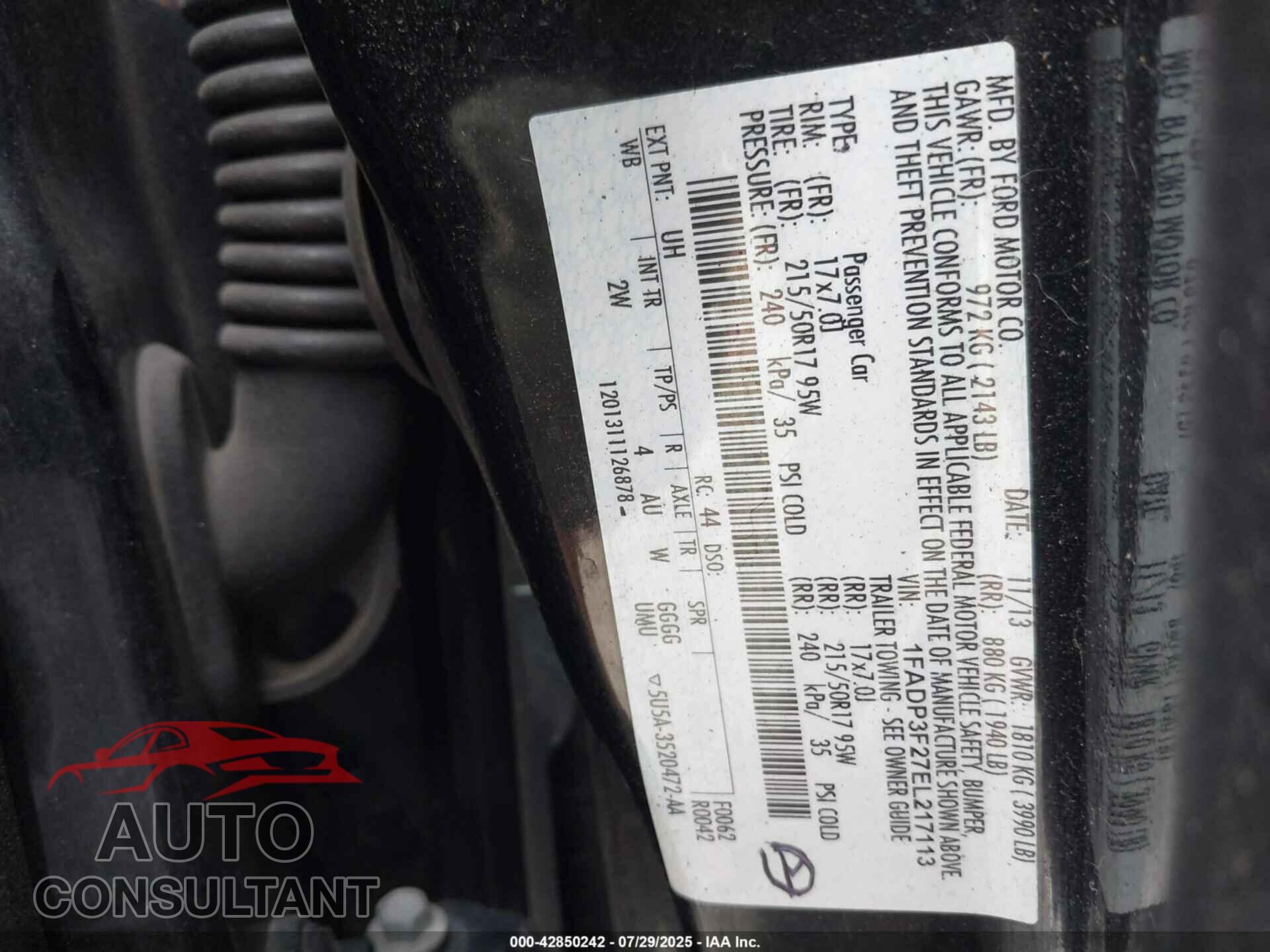FORD FOCUS 2014 - 1FADP3F27EL217113
