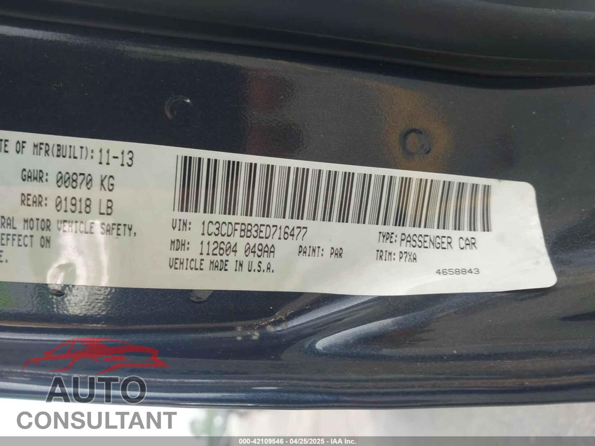 DODGE DART 2014 - 1C3CDFBB3ED716477