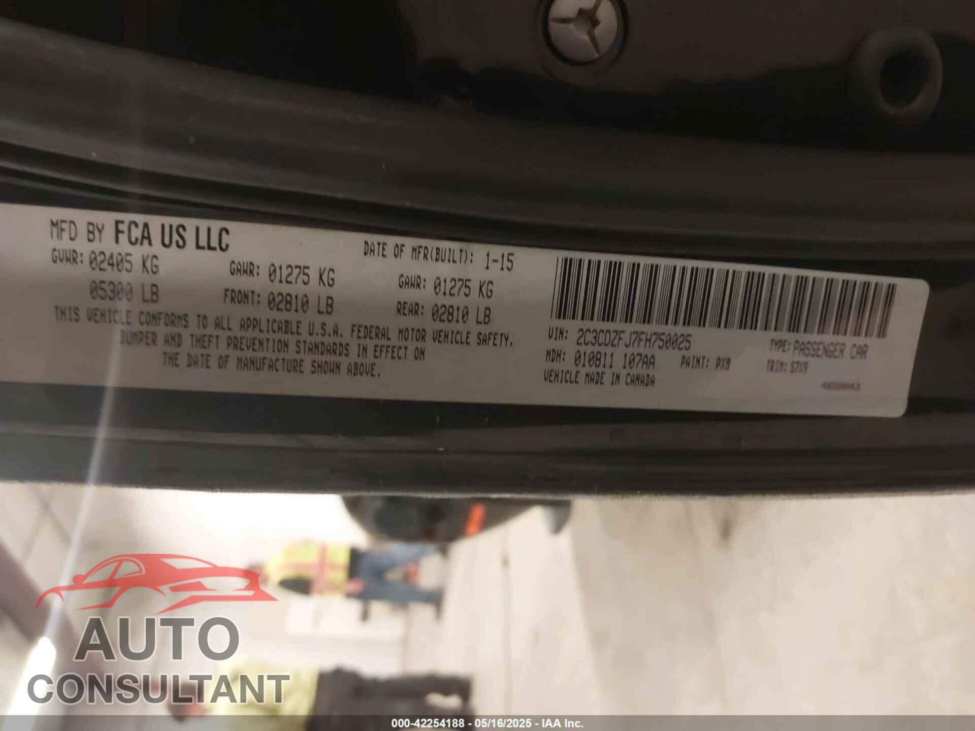 DODGE CHALLENGER 2015 - 2C3CDZFJ7FH750025