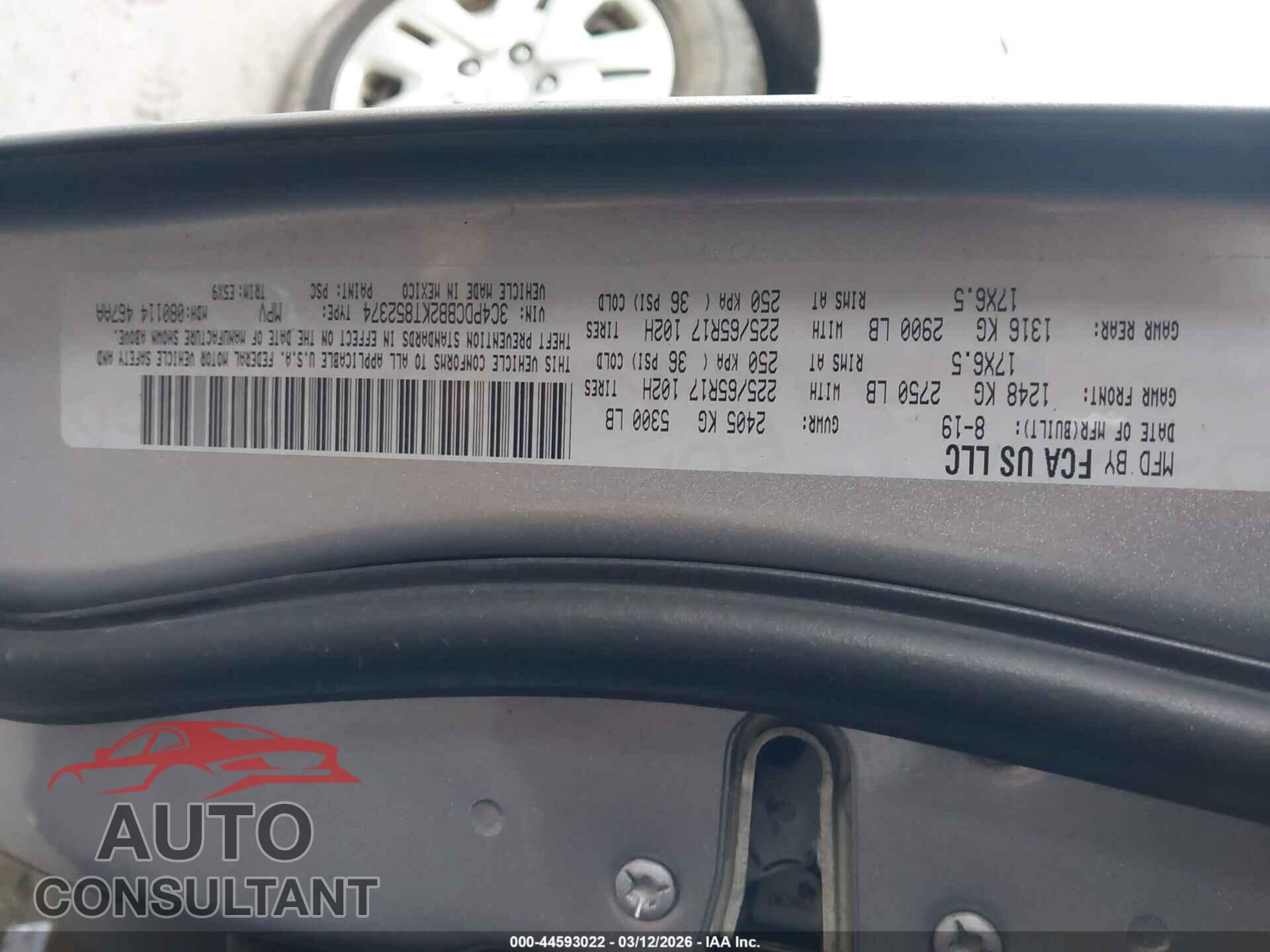 DODGE JOURNEY 2019 - 3C4PDCBB2KT852374