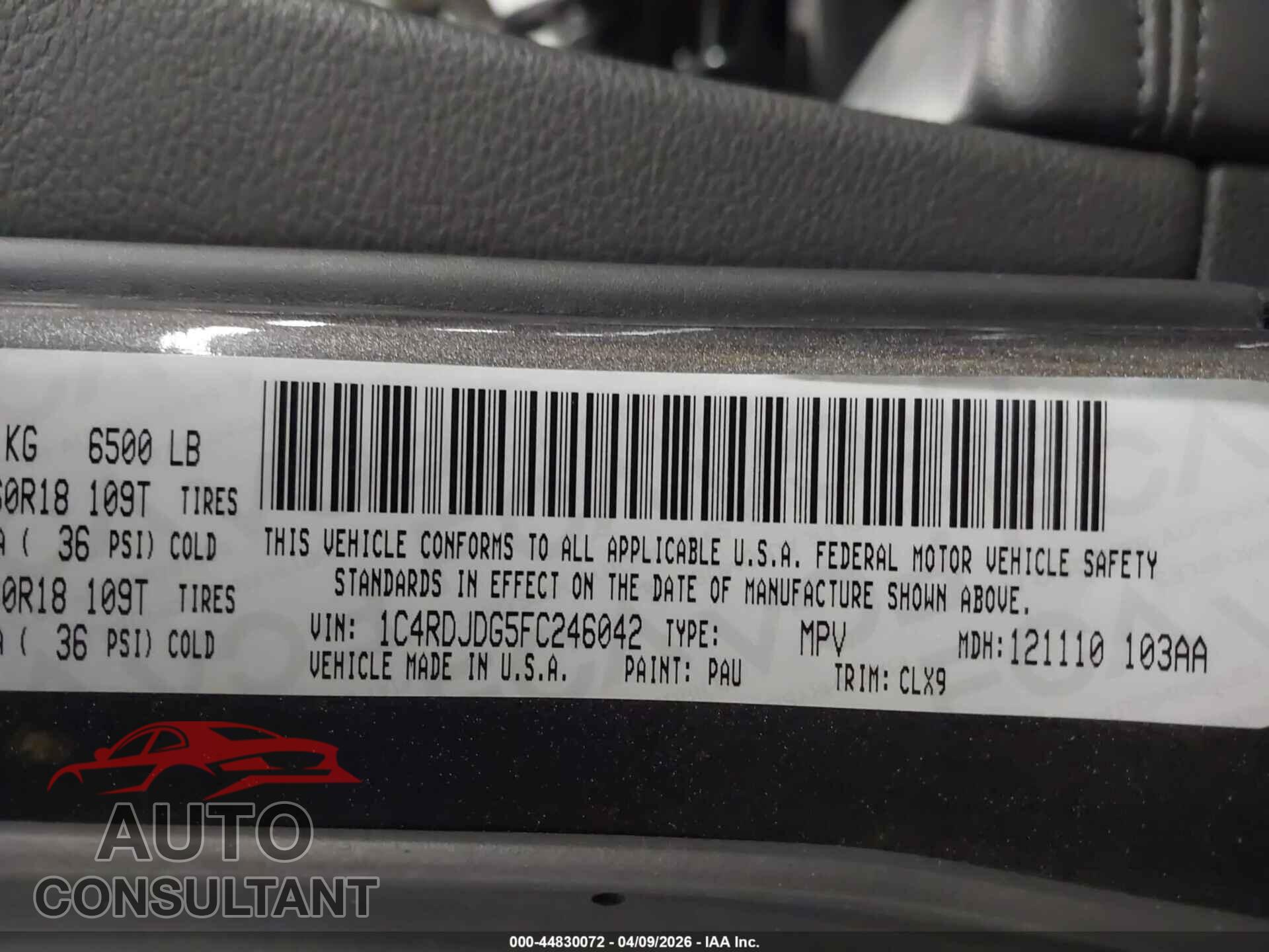 DODGE DURANGO 2015 - 1C4RDJDG5FC246042