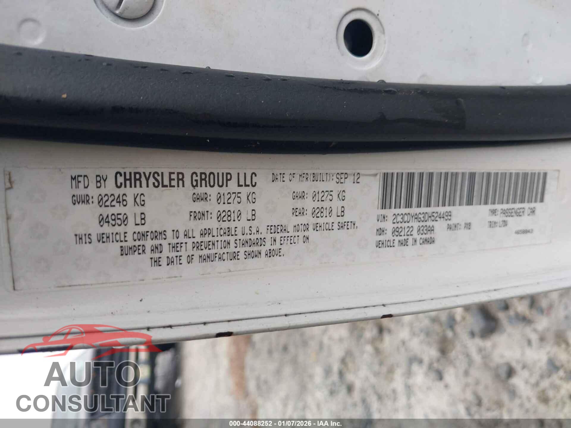 DODGE CHALLENGER 2013 - 2C3CDYAG3DH524499