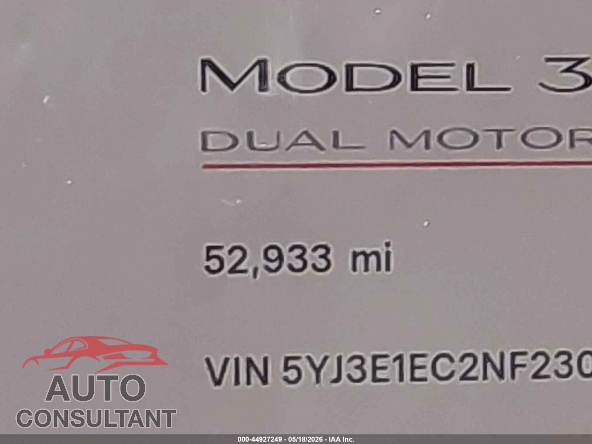 TESLA MODEL 3 2022 - 5YJ3E1EC2NF230400