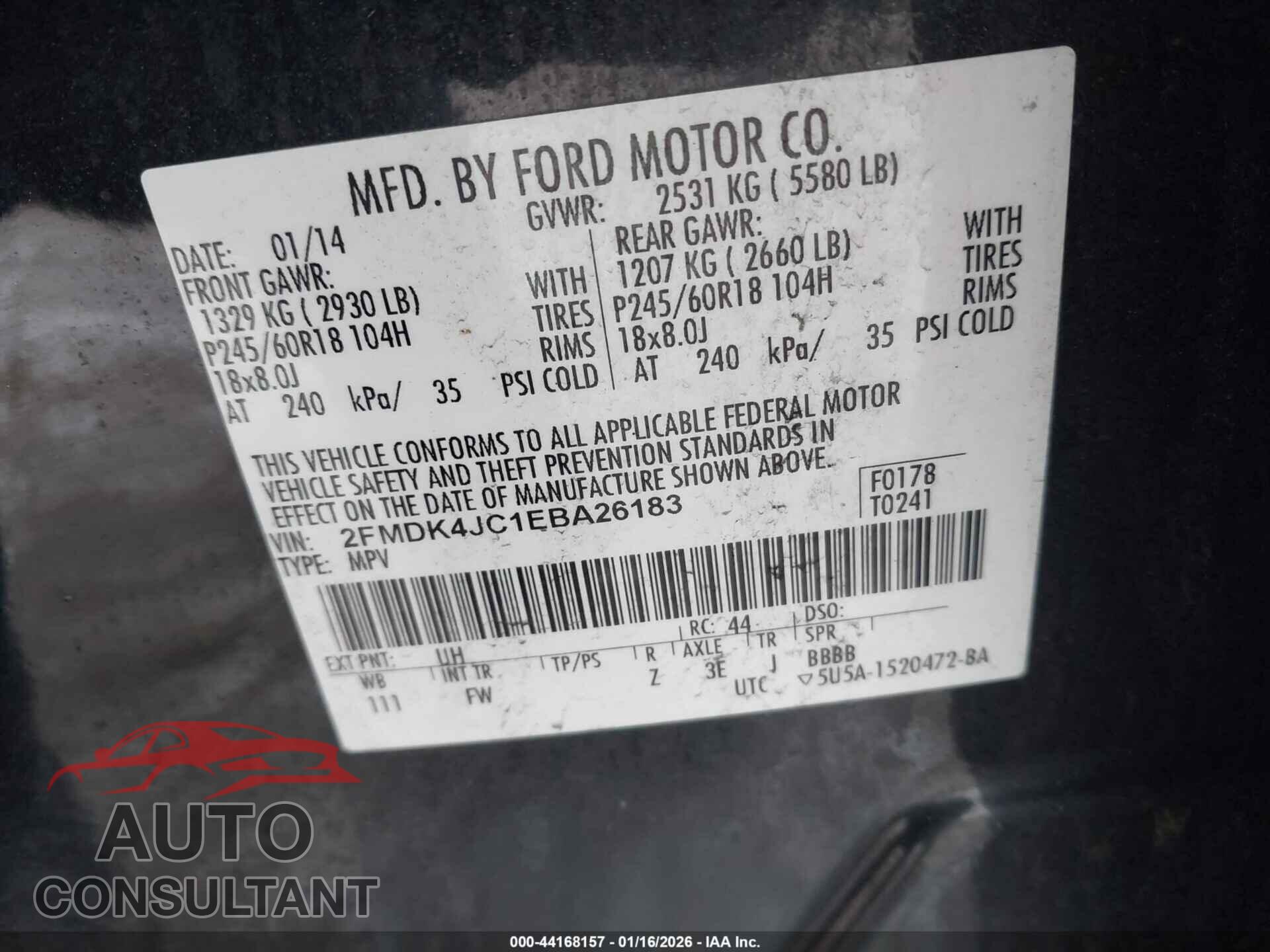 FORD EDGE 2014 - 2FMDK4JC1EBA26183