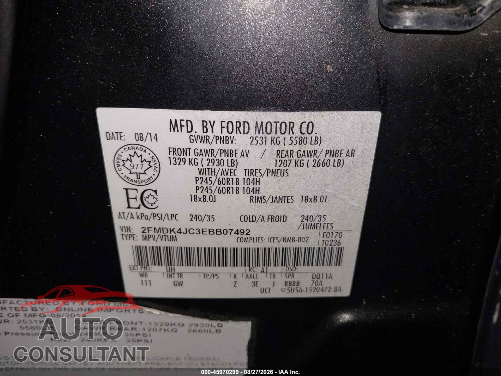 FORD EDGE 2014 - 2FMDK4JC3EBB07492