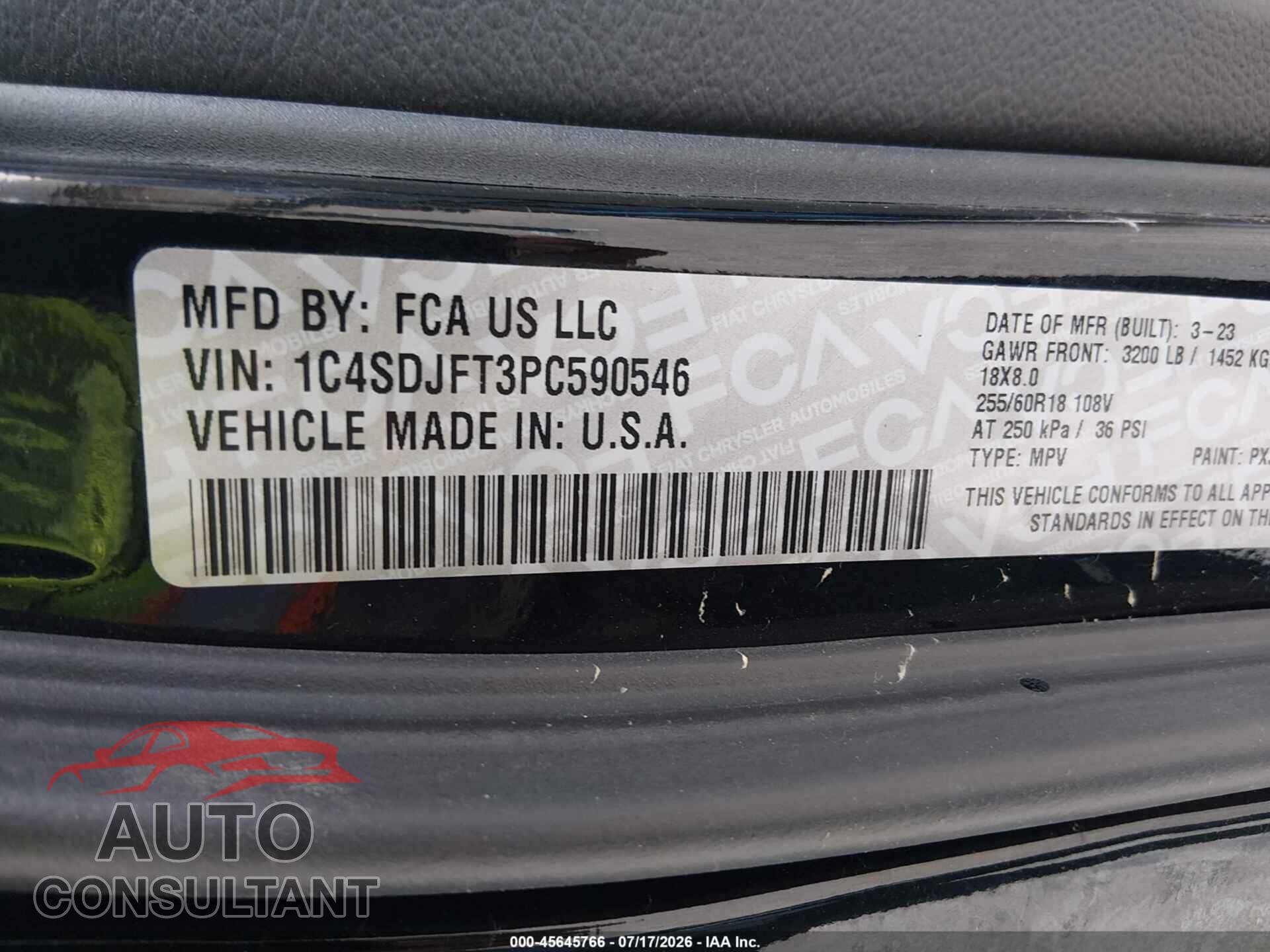 DODGE DURANGO 2023 - 1C4SDJFT3PC590546