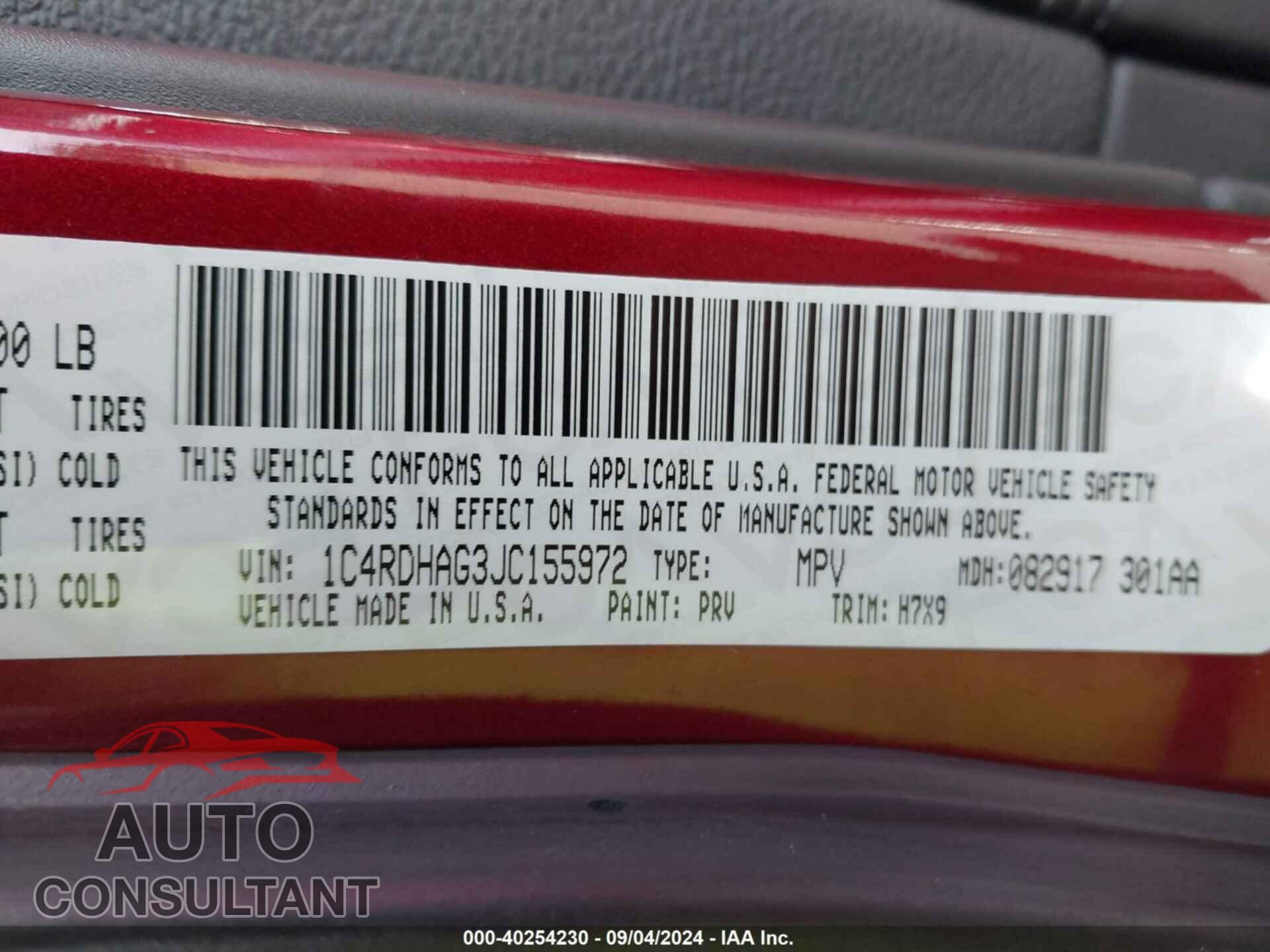 DODGE DURANGO 2018 - 1C4RDHAG3JC155972
