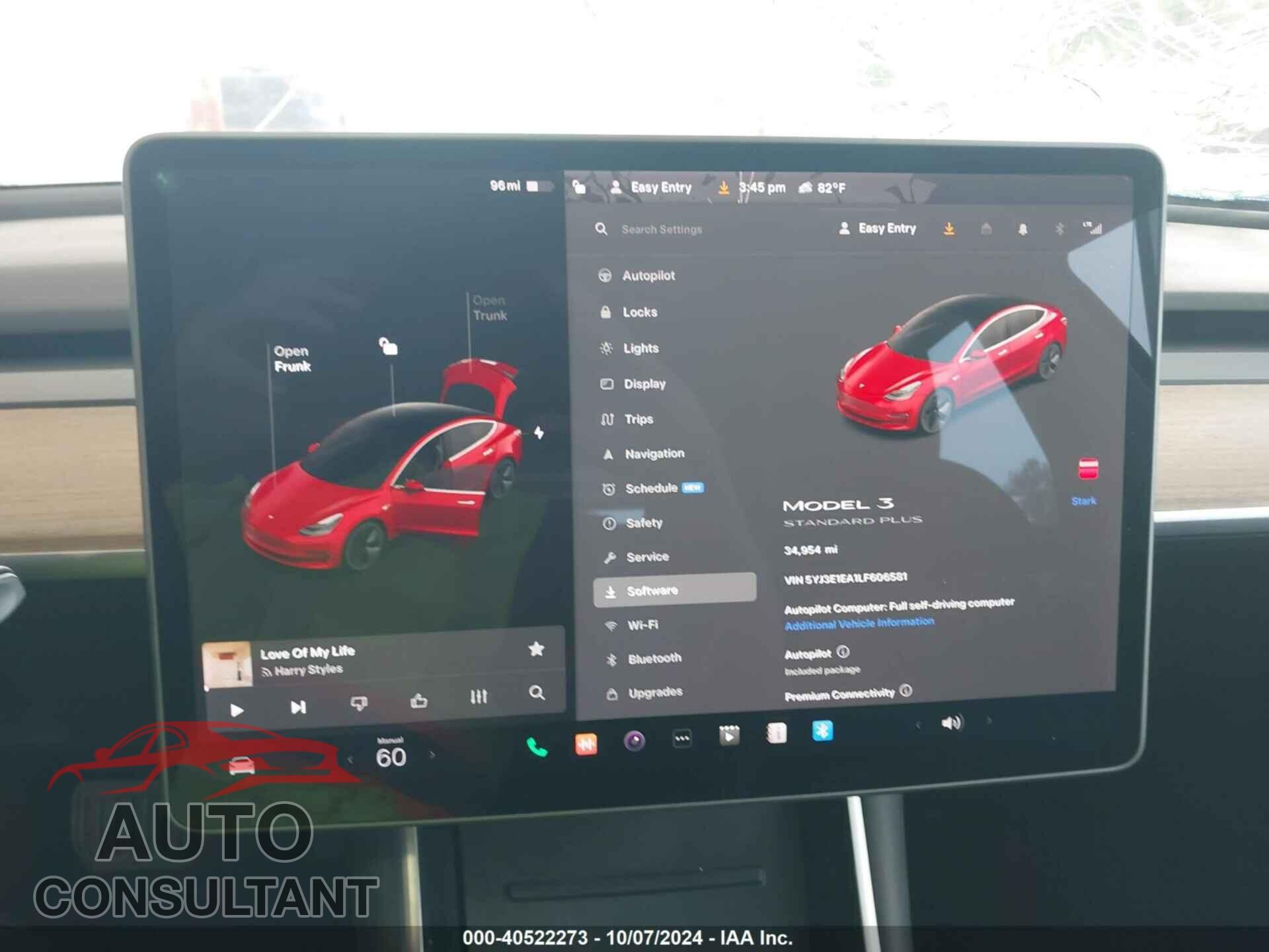 TESLA MODEL 3 2020 - 5YJ3E1EA1LF606581