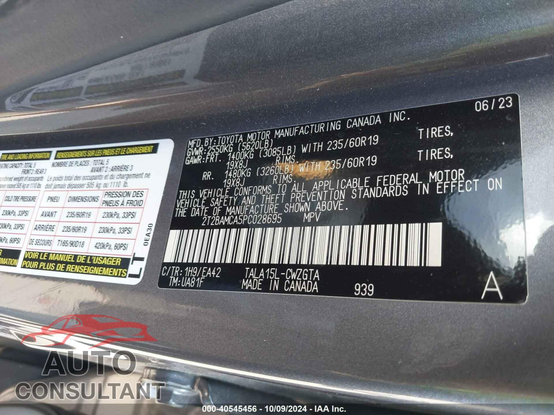 LEXUS RX 350 2023 - 2T2BAMCA5PC028695