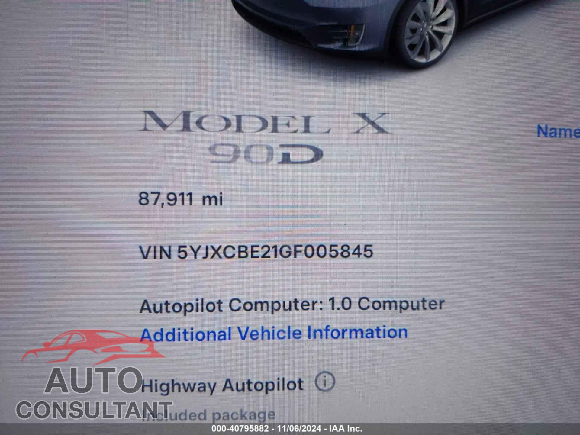 TESLA MODEL X 2016 - 5YJXCBE21GF005845