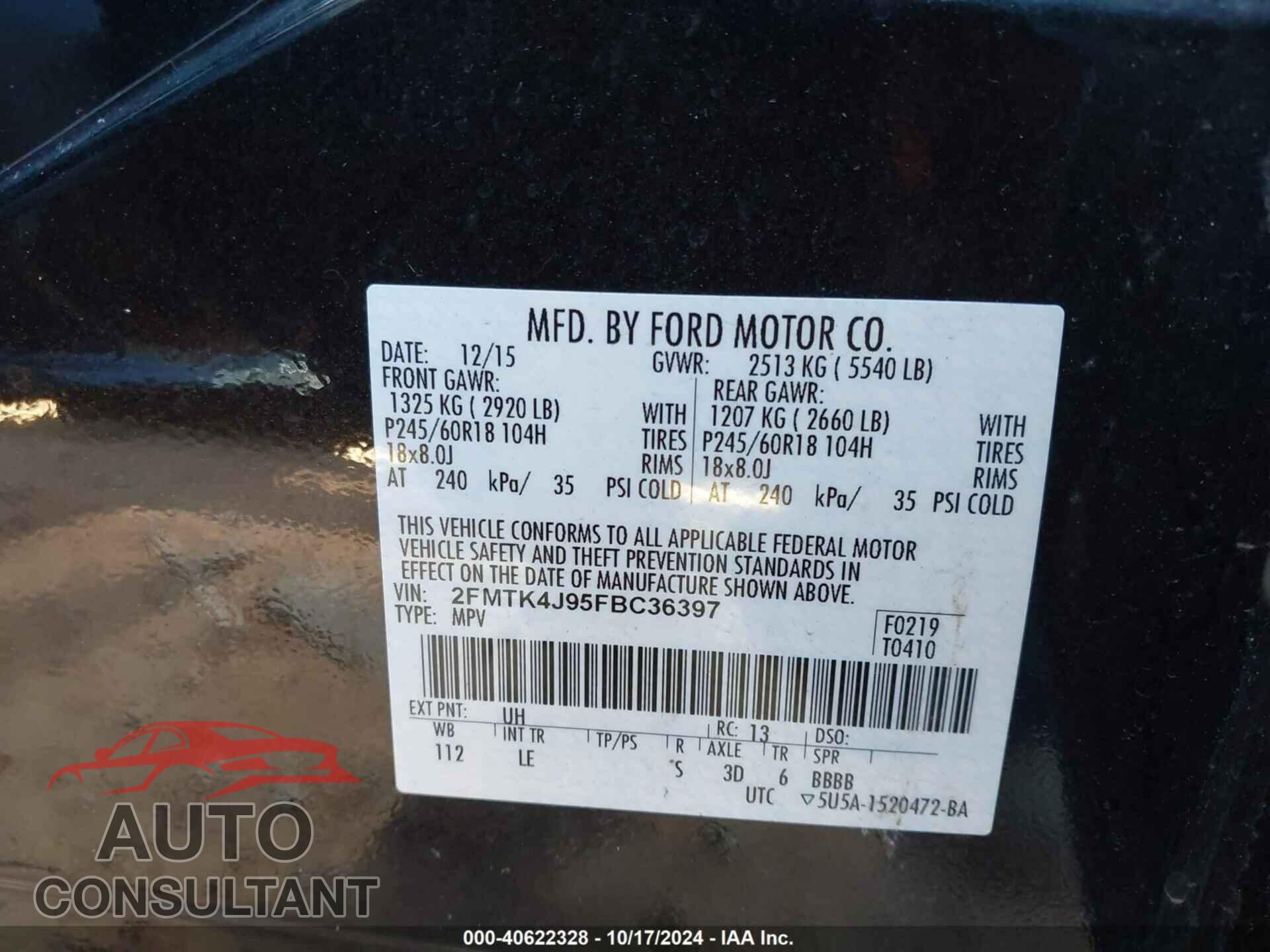 FORD EDGE 2015 - 2FMTK4J95FBC36397