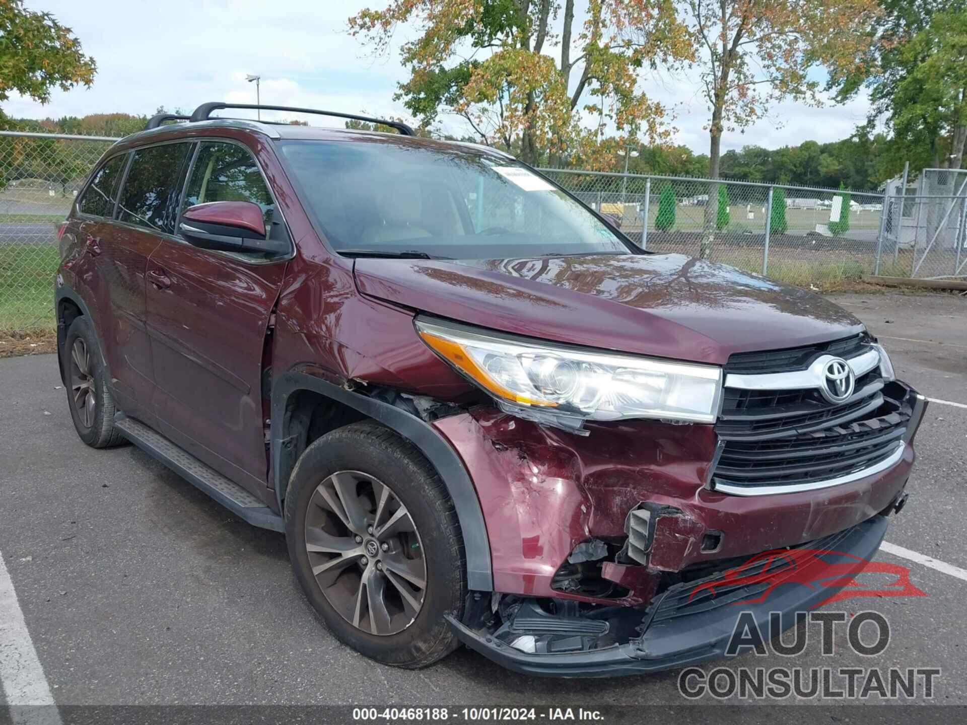 TOYOTA HIGHLANDER 2016 - 5TDJKRFH3GS246015