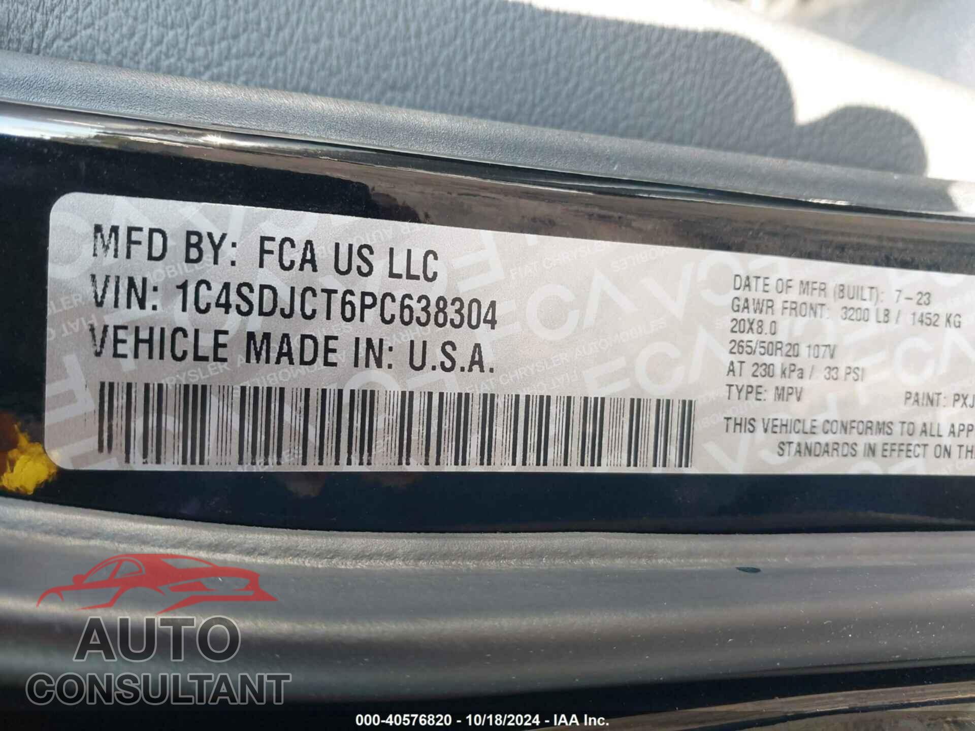 DODGE DURANGO 2023 - 1C4SDJCT6PC638304