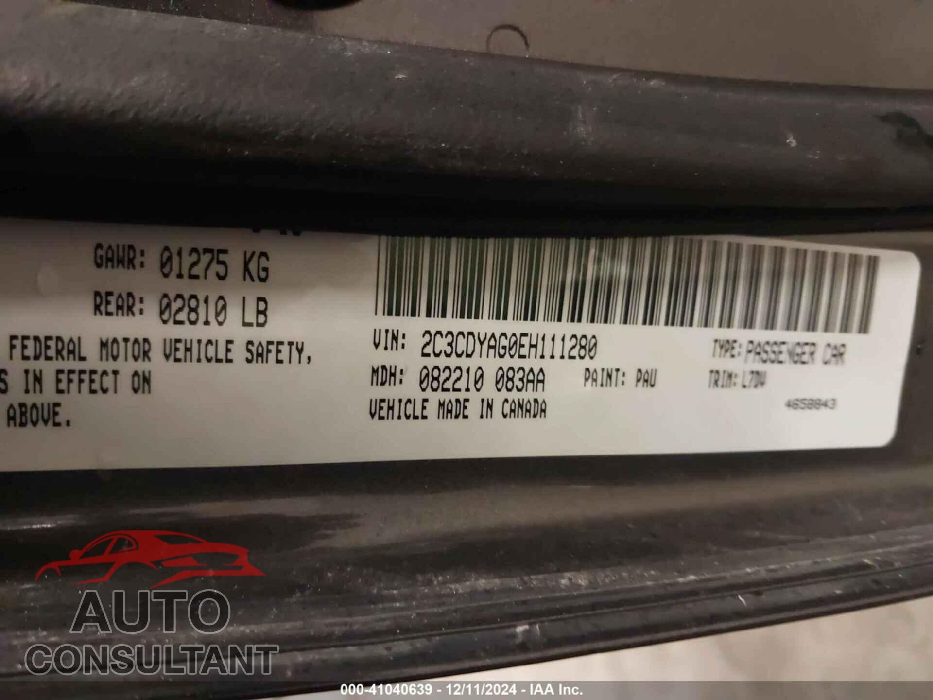 DODGE CHALLENGER 2014 - 2C3CDYAG0EH111280
