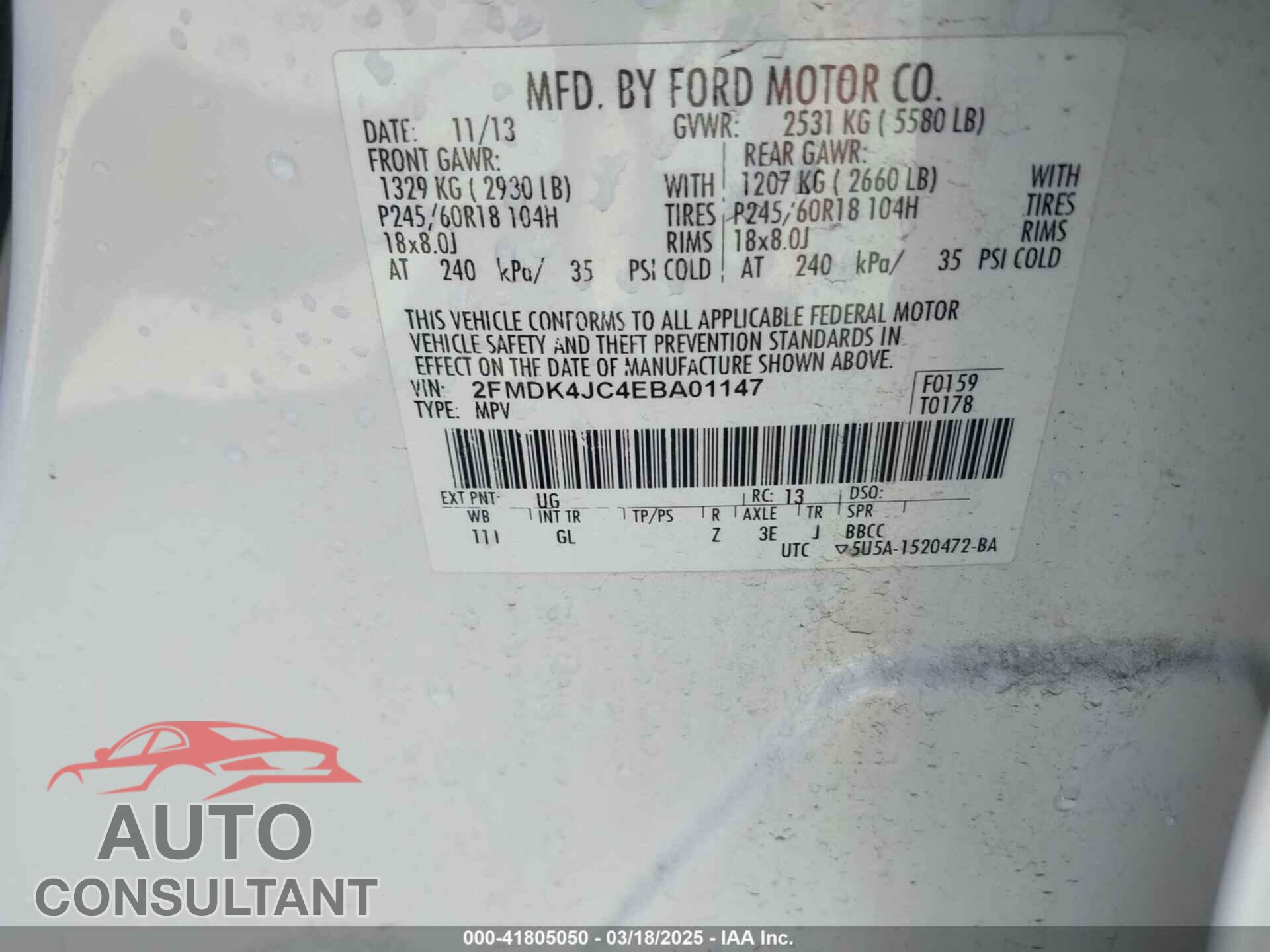 FORD EDGE 2014 - 2FMDK4JC4EBA01147