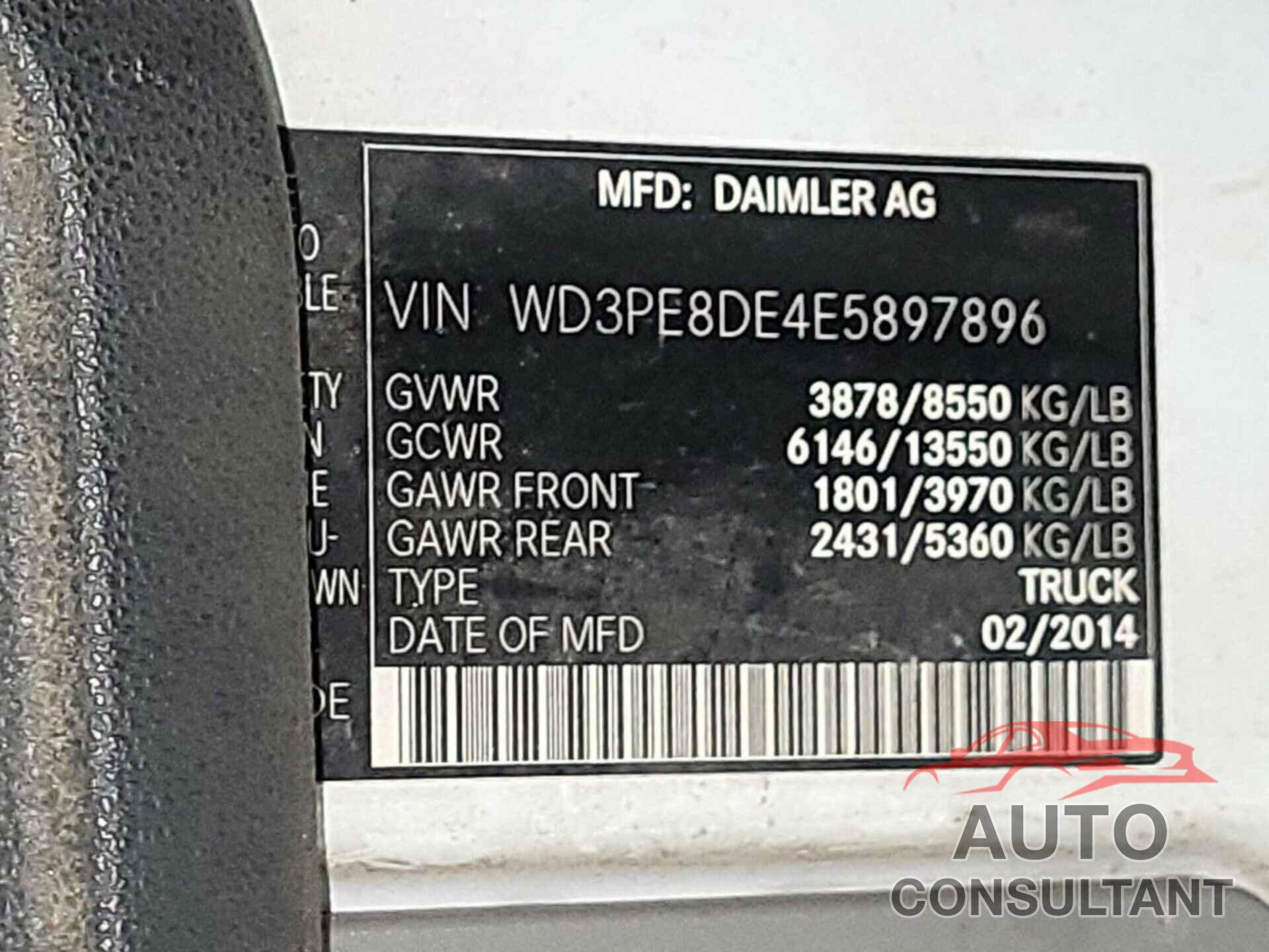 MERCEDES-BENZ SPRINTER 2500 2014 - WD3PE8DE4E5897896
