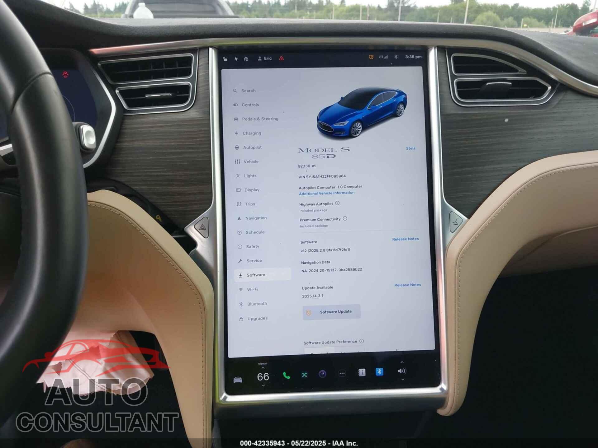 TESLA MODEL S 2015 - 5YJSA1H22FF095964