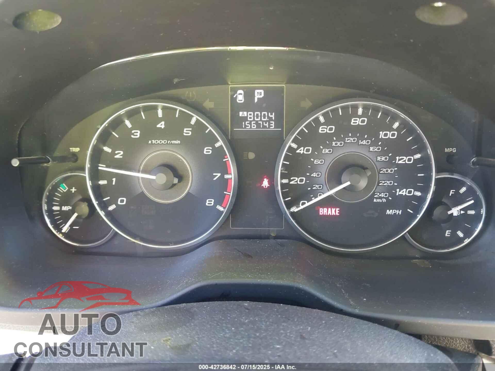 SUBARU OUTBACK 2012 - 4S4BRBCCXC3206344