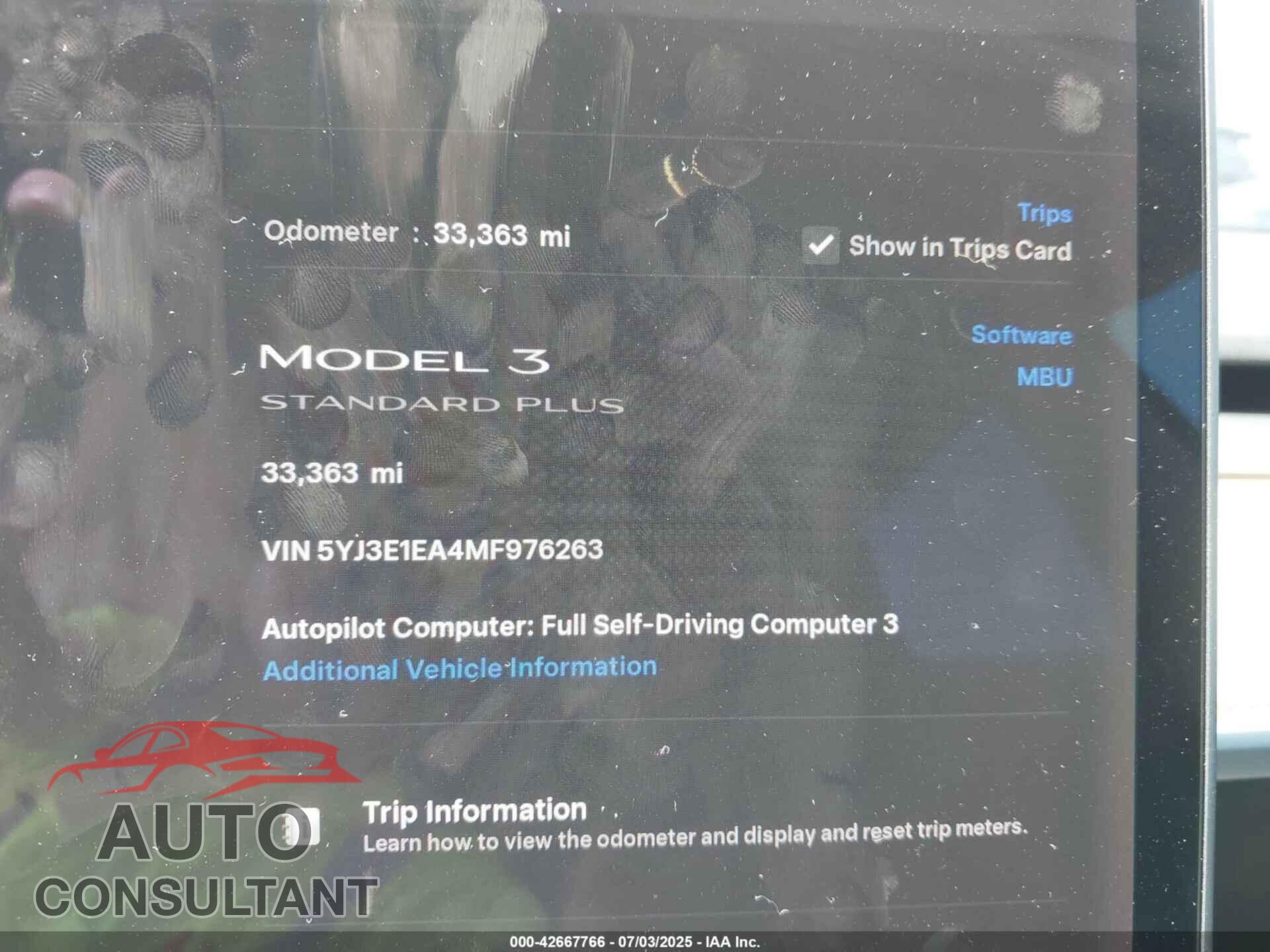 TESLA MODEL 3 2021 - 5YJ3E1EA4MF976263