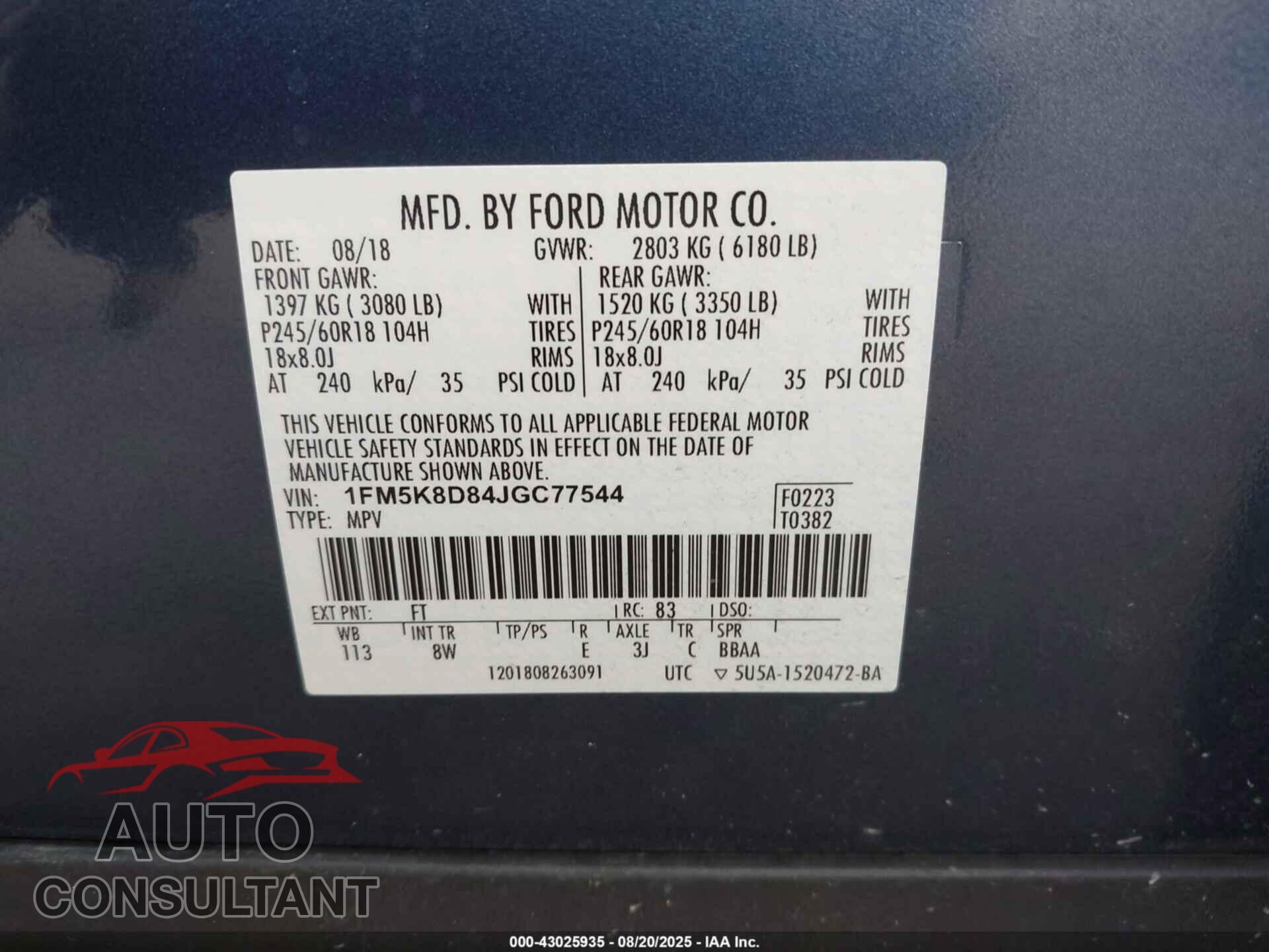 FORD EXPLORER 2018 - 1FM5K8D84JGC77544
