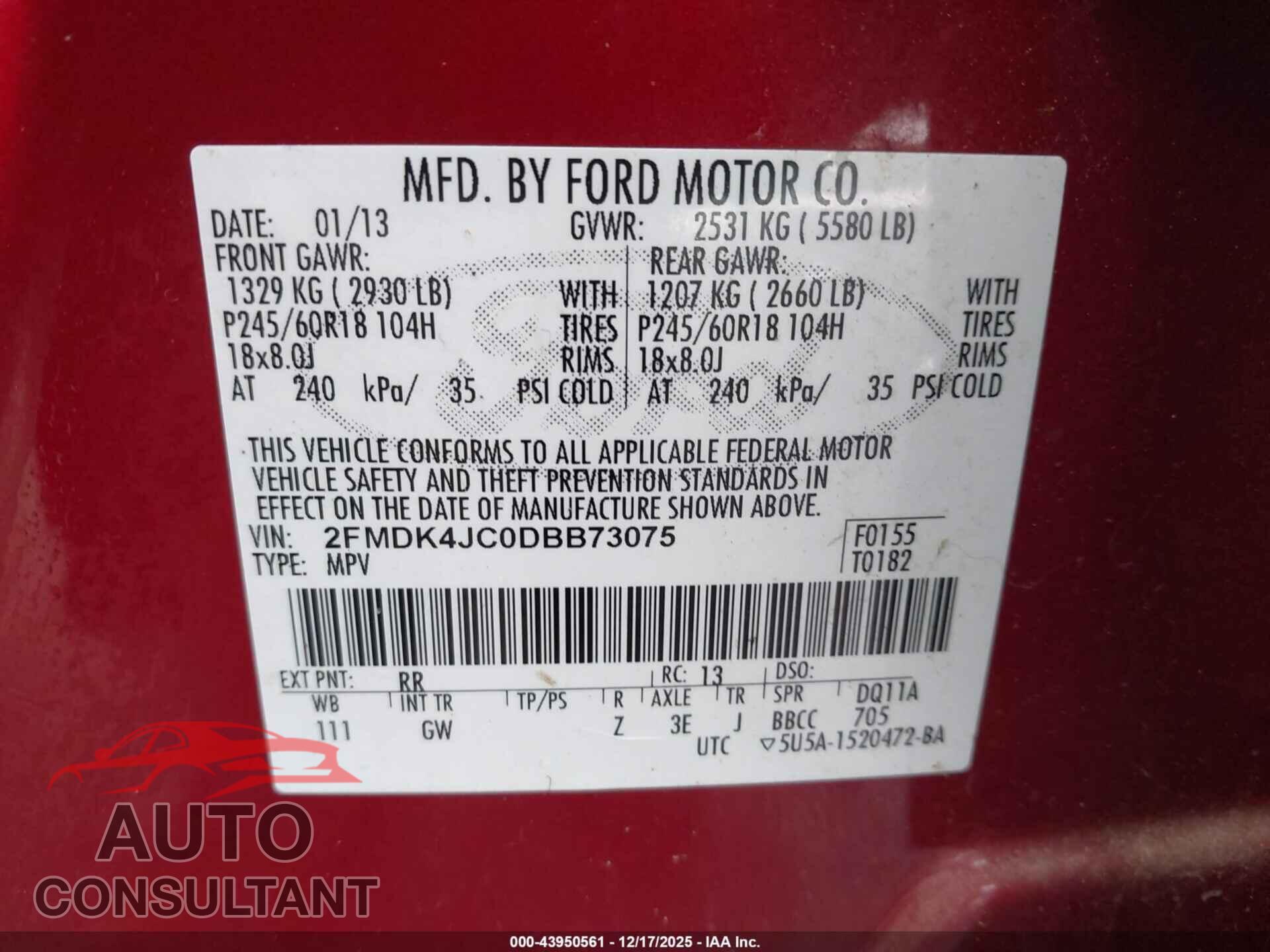 FORD EDGE 2013 - 2FMDK4JC0DBB73075