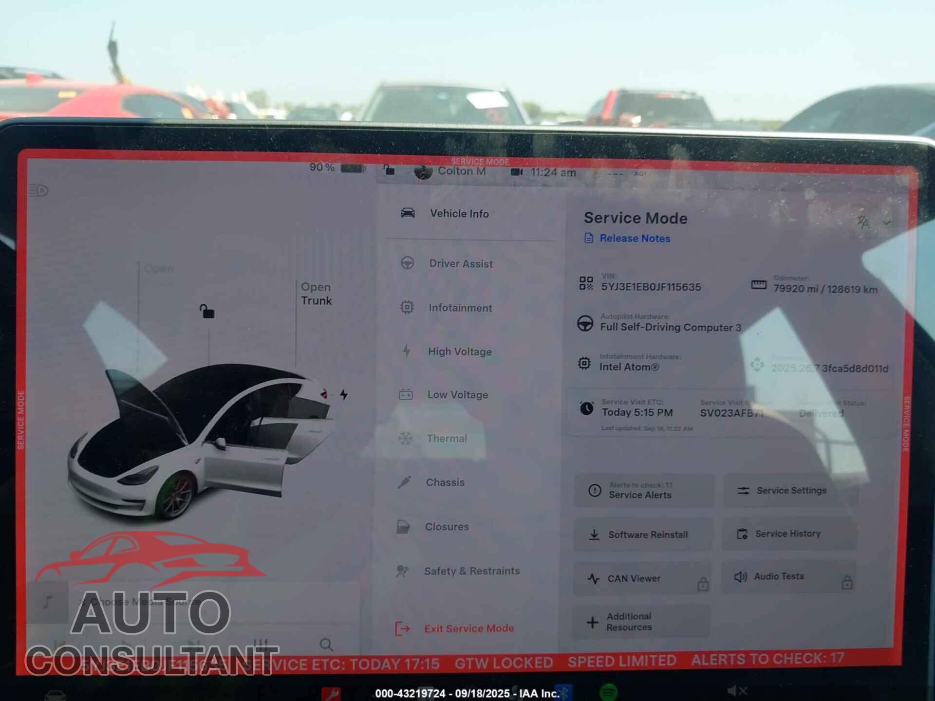 TESLA MODEL 3 2018 - 5YJ3E1EB0JF115635