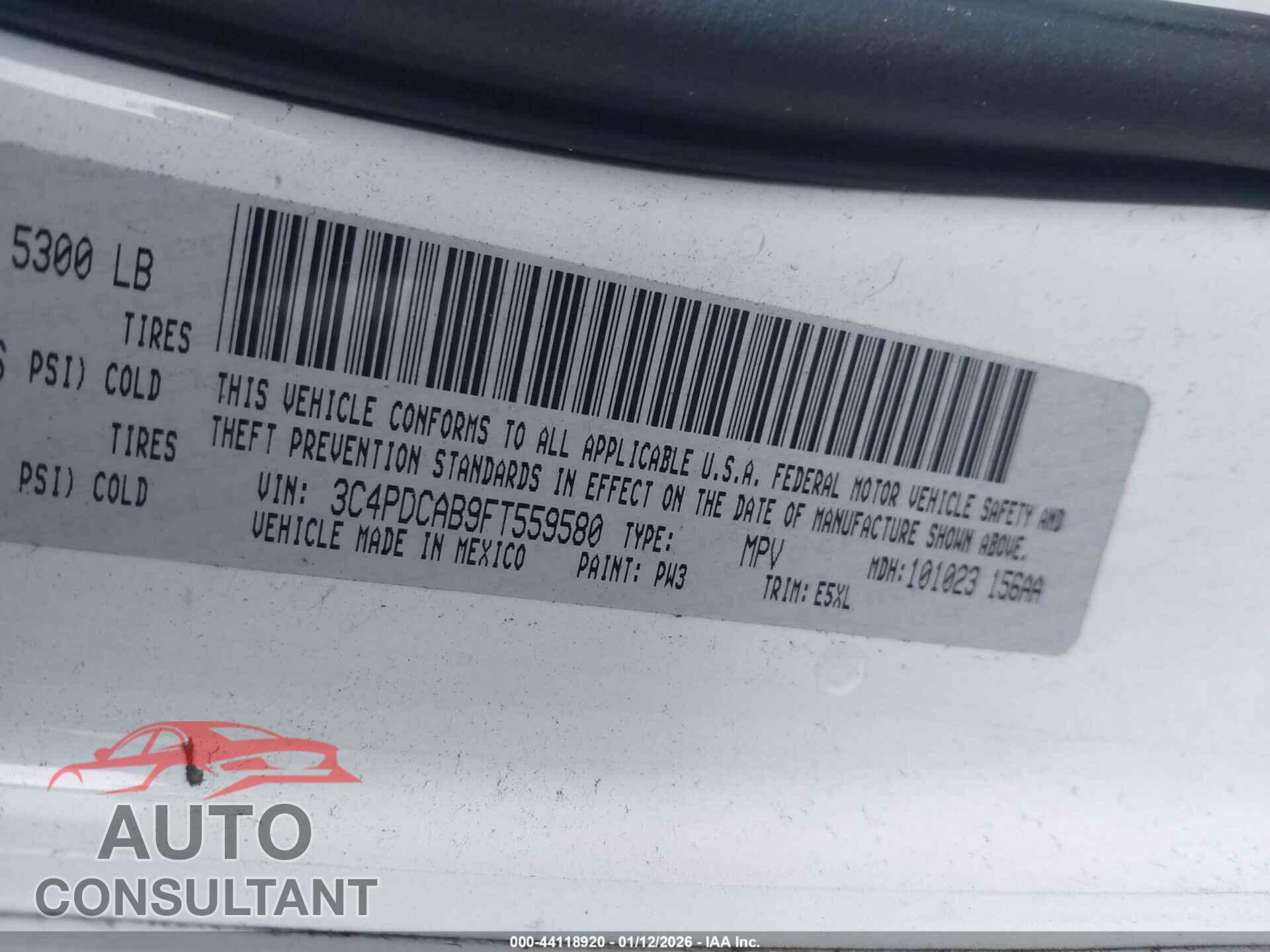 DODGE JOURNEY 2015 - 3C4PDCAB9FT559580