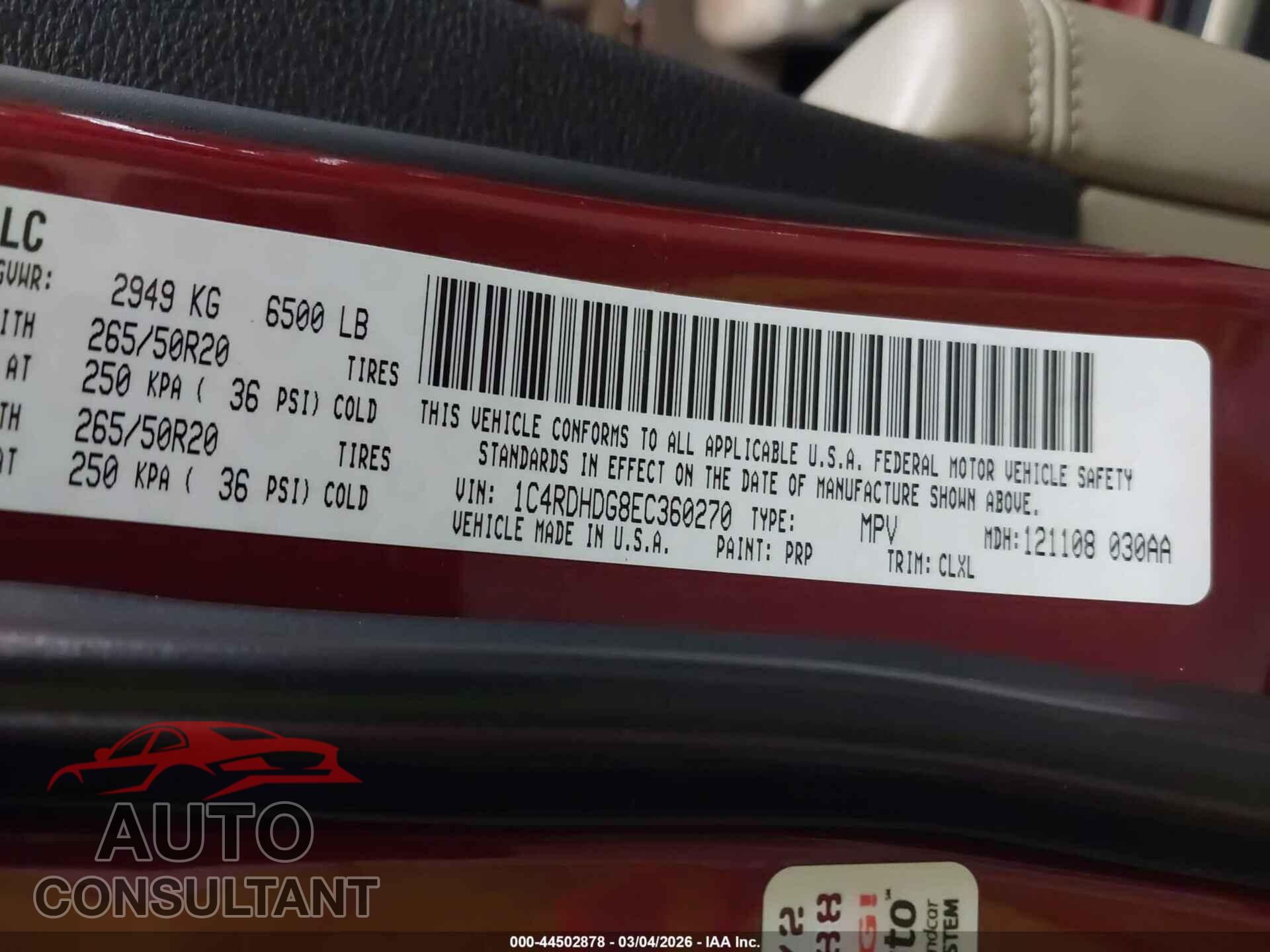 DODGE DURANGO 2014 - 1C4RDHDG8EC360270