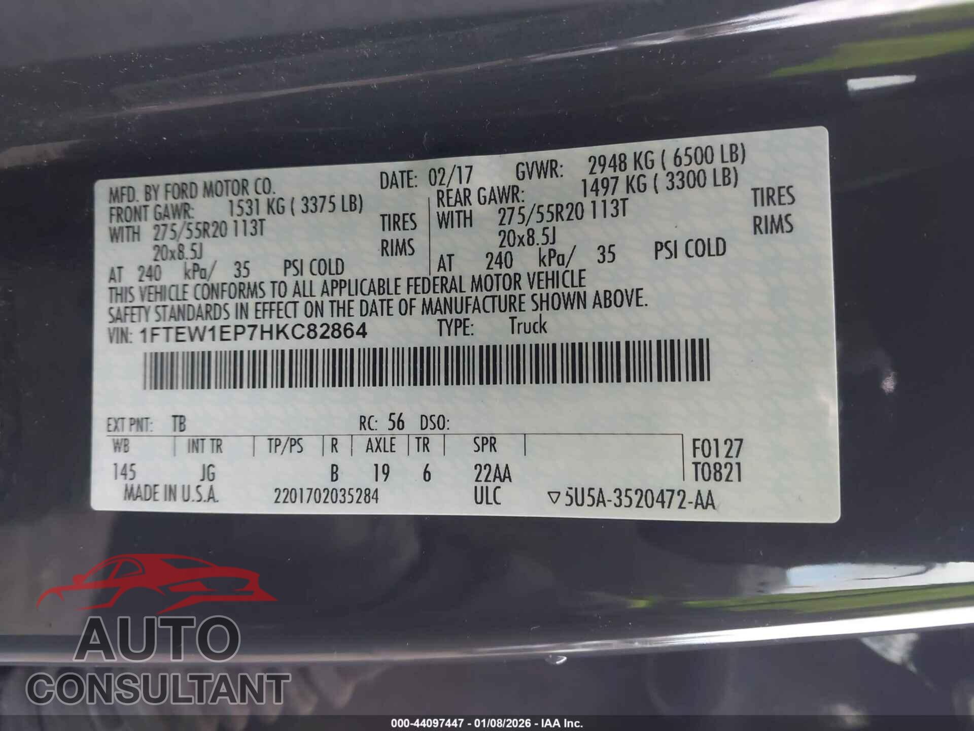 FORD F-150 2017 - 1FTEW1EP7HKC82864