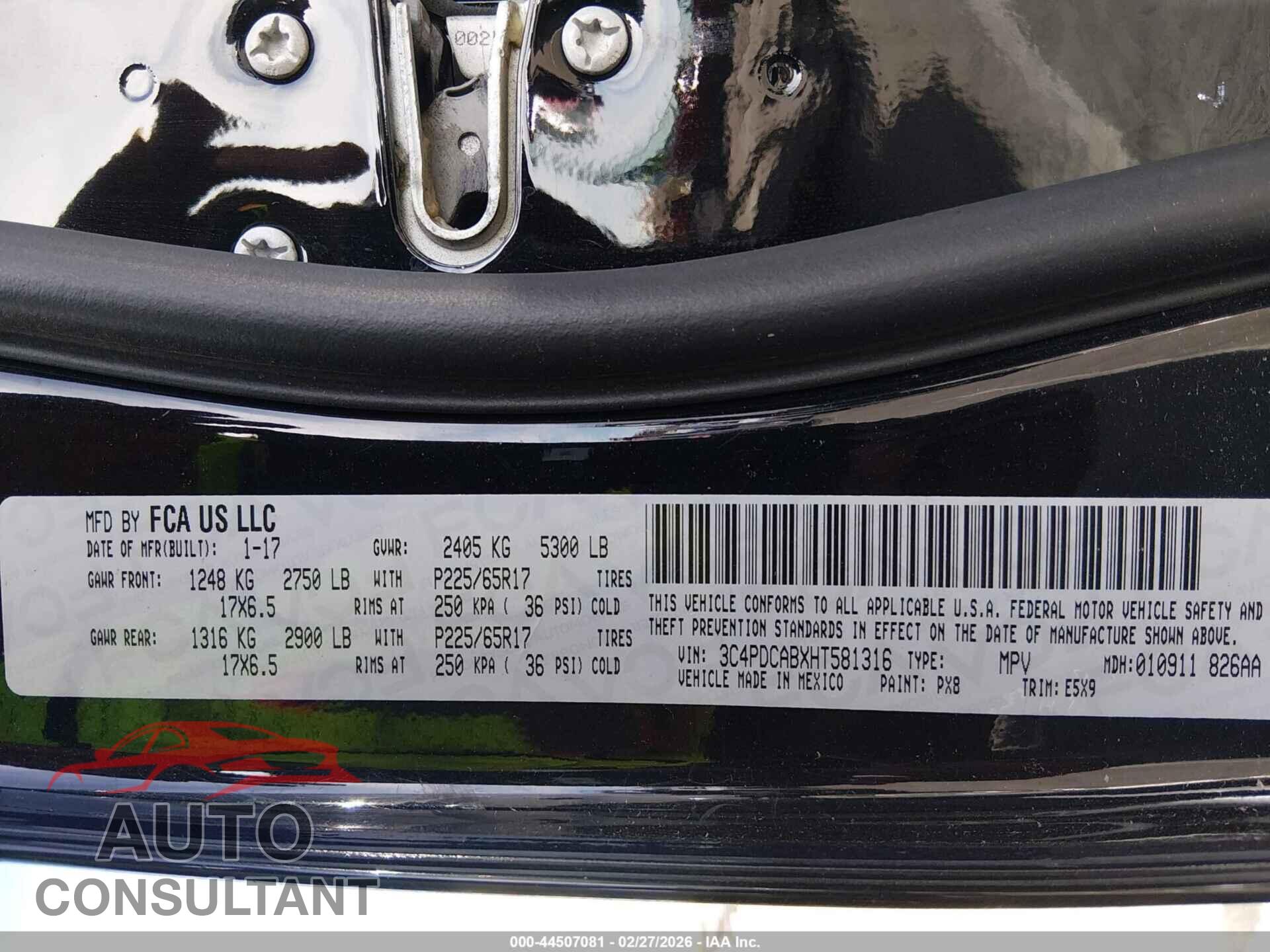 DODGE JOURNEY 2017 - 3C4PDCABXHT581316