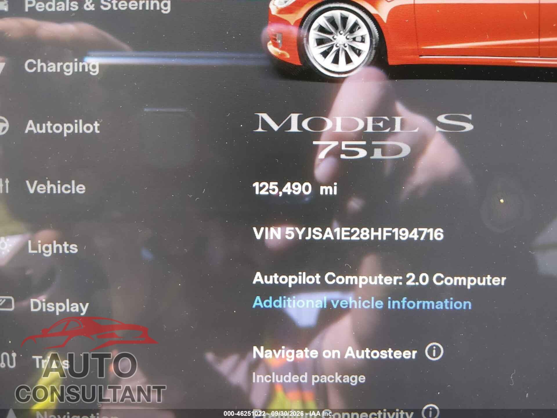 TESLA MODEL S 2017 - 5YJSA1E28HF194716