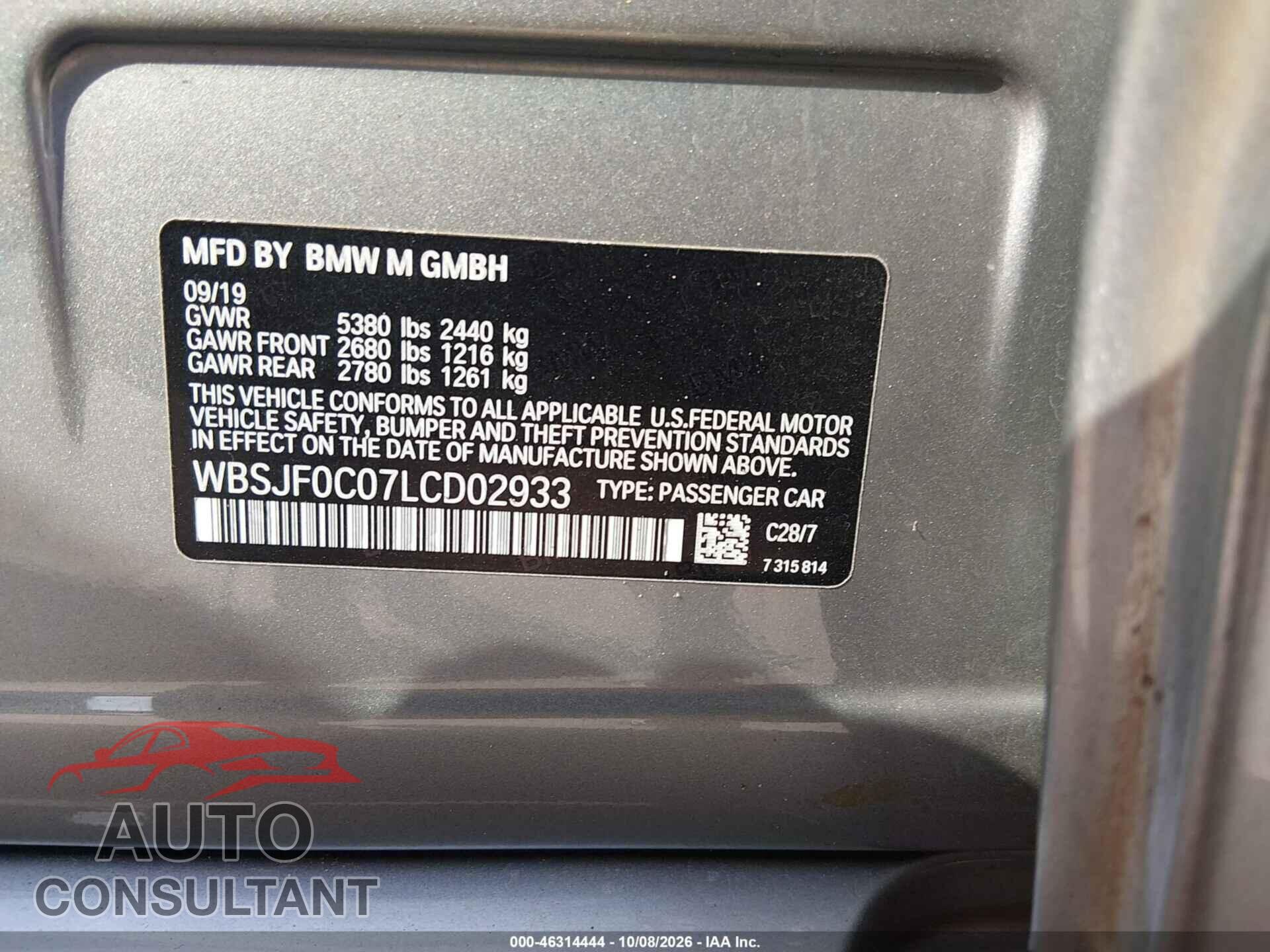 BMW M5 2020 - WBSJF0C07LCD02933