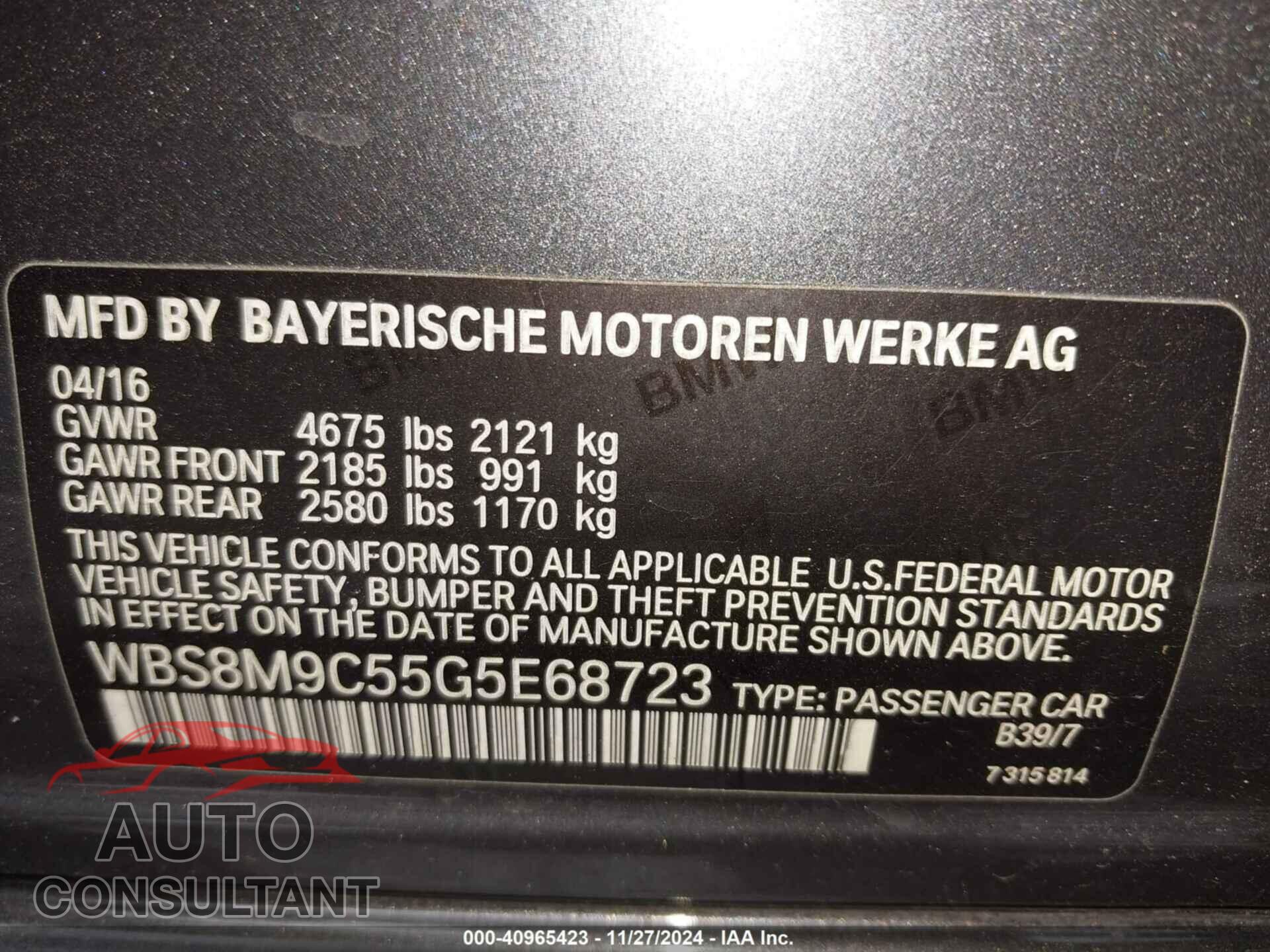 BMW M3 2016 - WBS8M9C55G5E68723