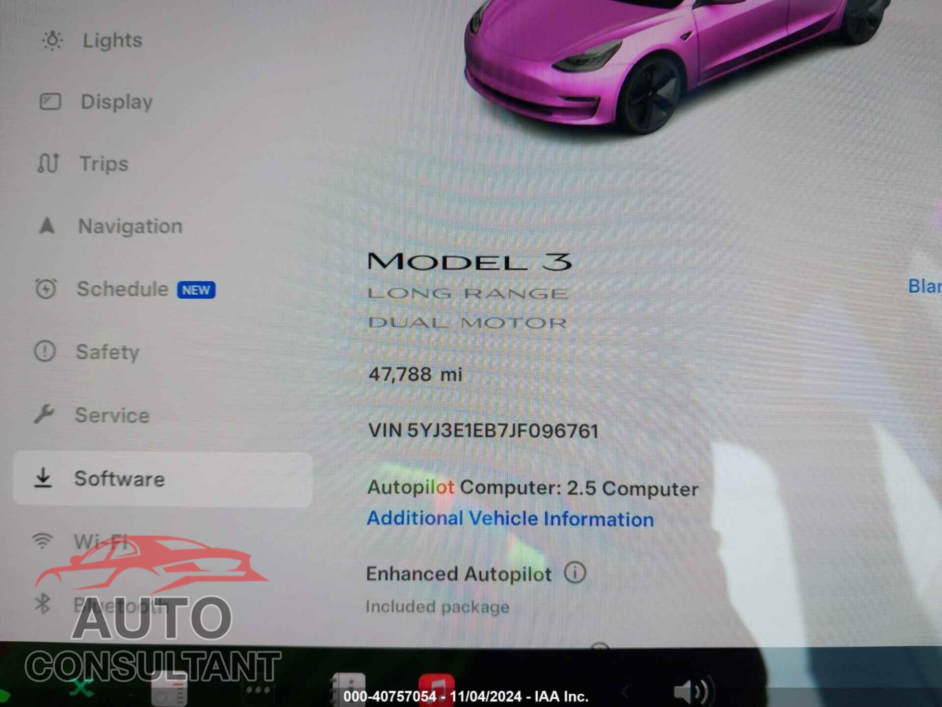 TESLA MODEL 3 2018 - 5YJ3E1EB7JF096761