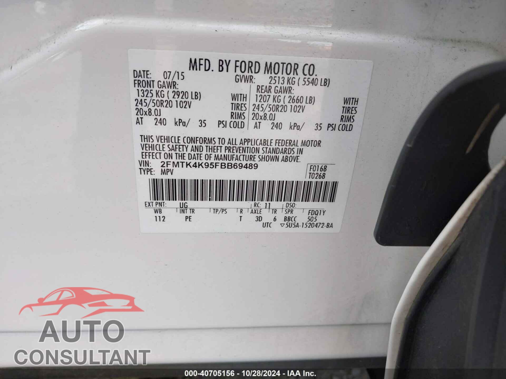 FORD EDGE 2015 - 2FMTK4K95FBB69489