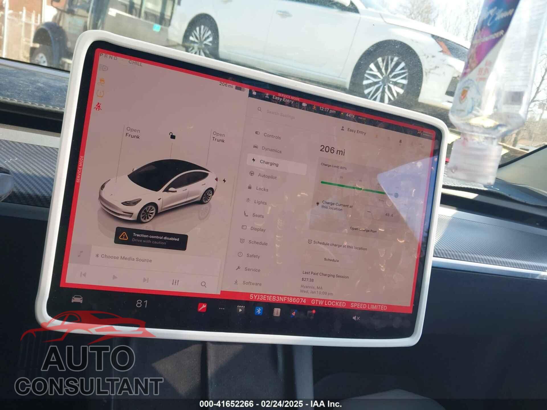 TESLA MODEL 3 2022 - 5YJ3E1EB3NF186074