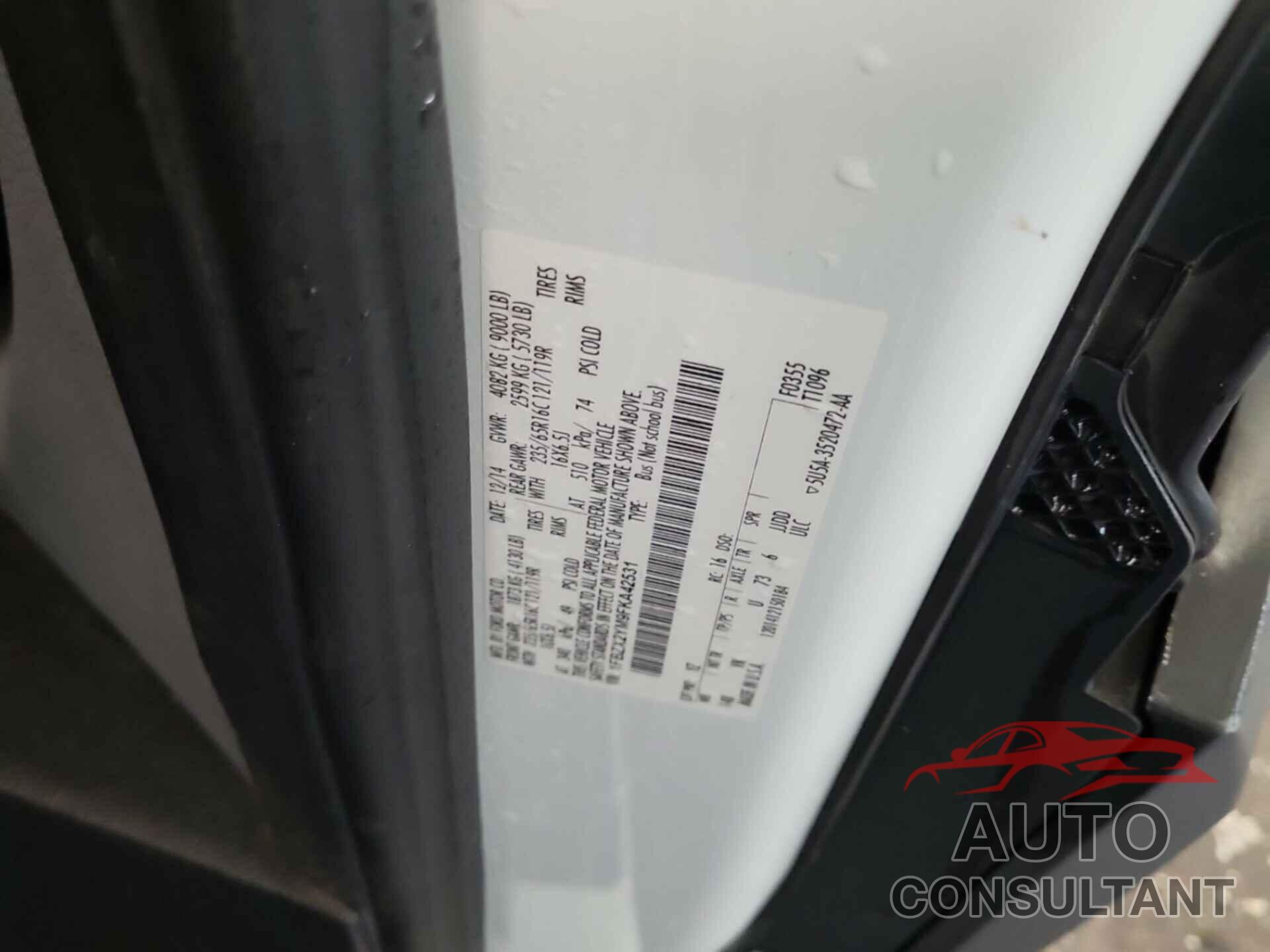 FORD TRANSIT-350 2015 - 1FBZX2YM9FKA42531