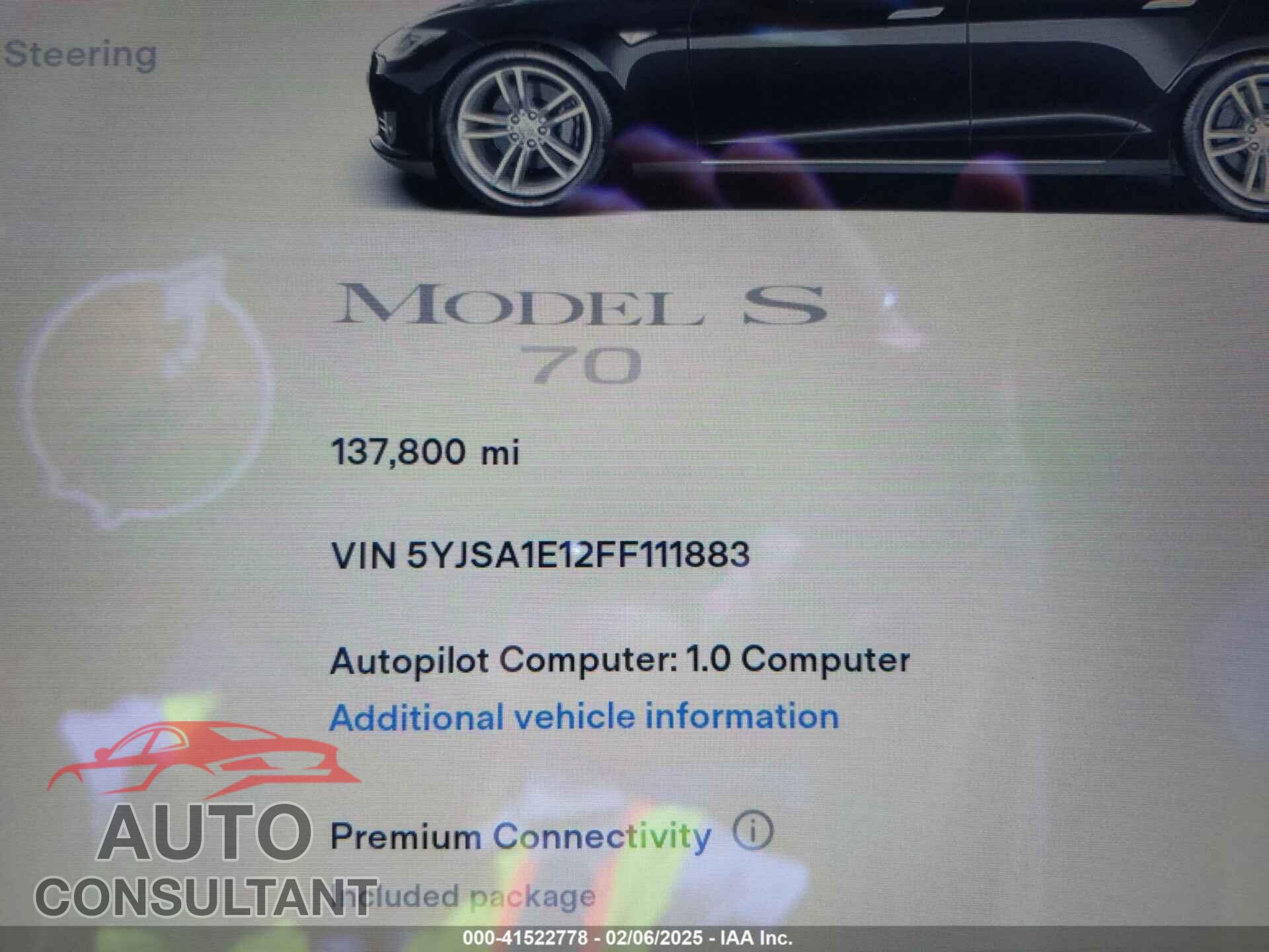TESLA MODEL S 2015 - 5YJSA1E12FF111883