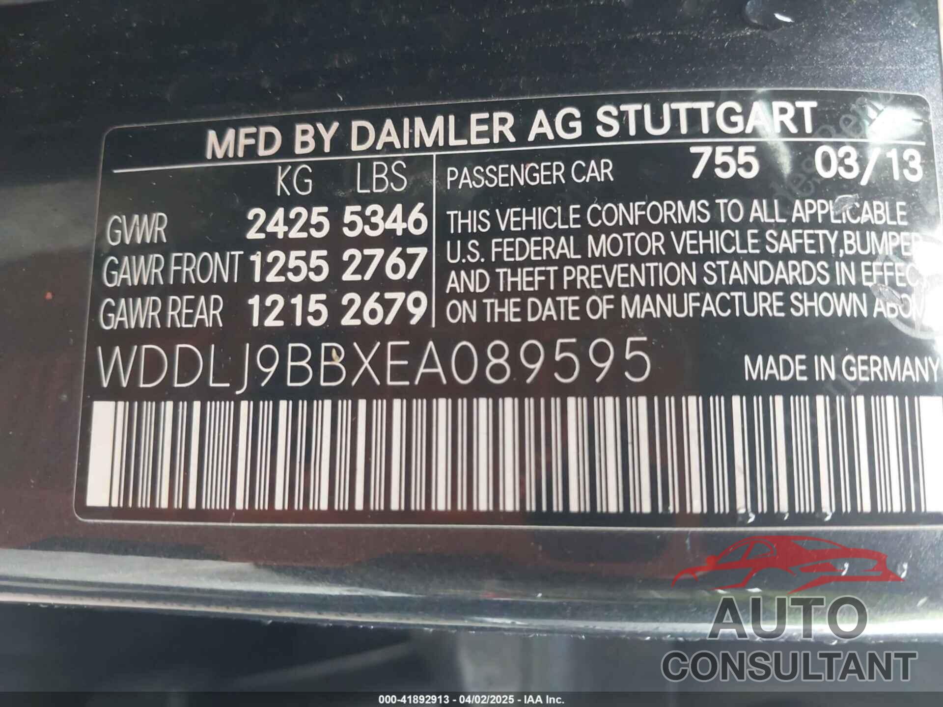 MERCEDES-BENZ CLS 550 2014 - WDDLJ9BBXEA089595